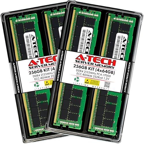 A-Tech 64GB Kit (2x32GB DDR4 2666MHz PC4-21300 ECC RDIMM 2Rx4 Dual Rank 1.2V ECC Registered DIMM 288-Pin Server & Workstation RAM Memory Upgrade Modules (A-Tech Enterprise Series