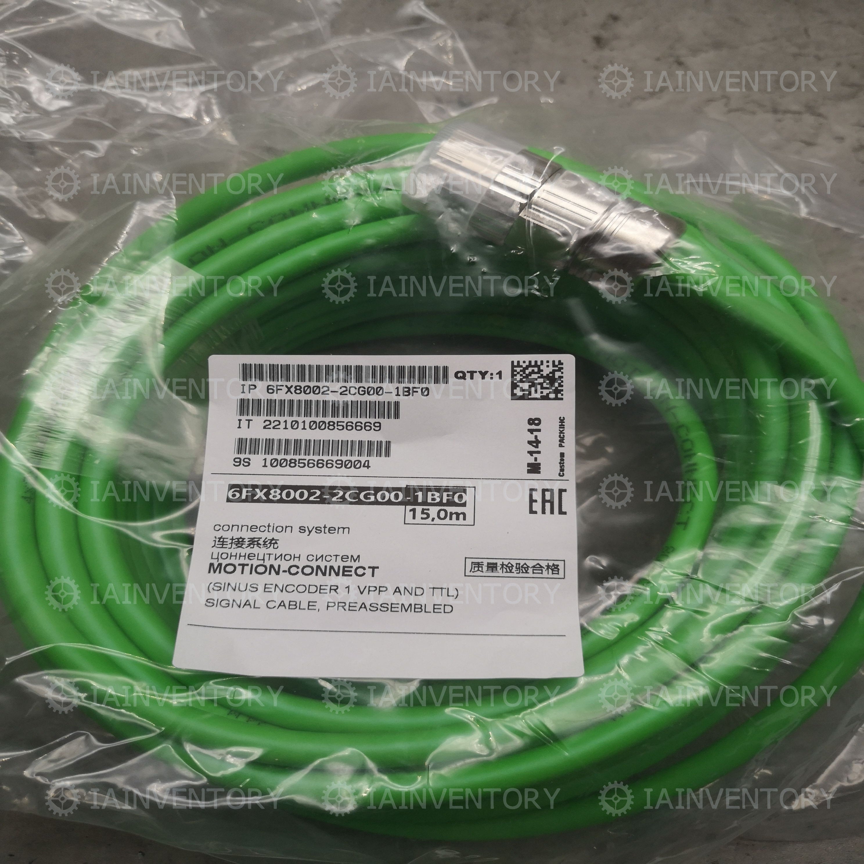 Siemens 6FX8002-2CG00-1BF0 Signal Cable 6FX8 002-2CG00-1BF0