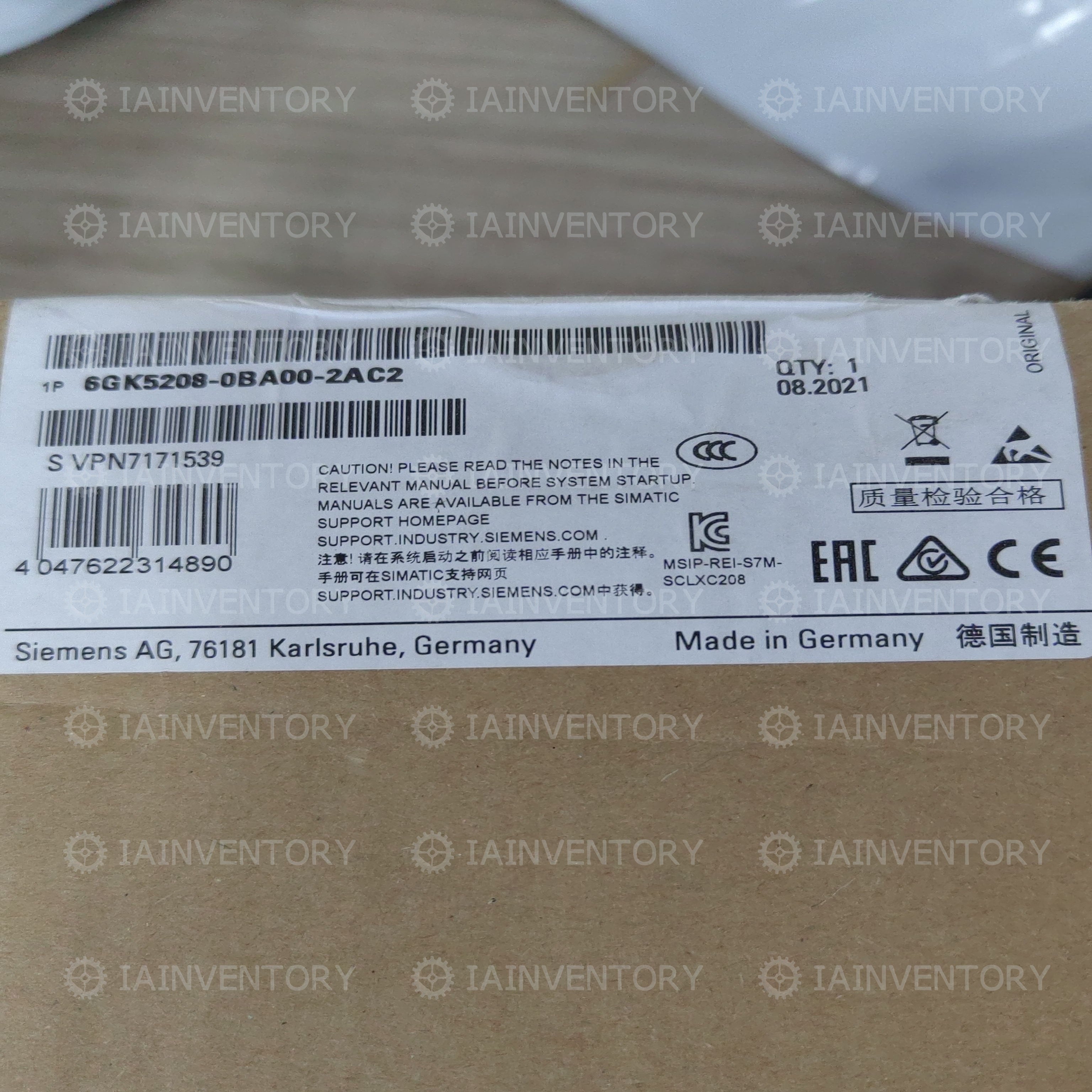 Siemens SCALANCE X208 managed IE switch 6GK5208-0BA00-2AC2