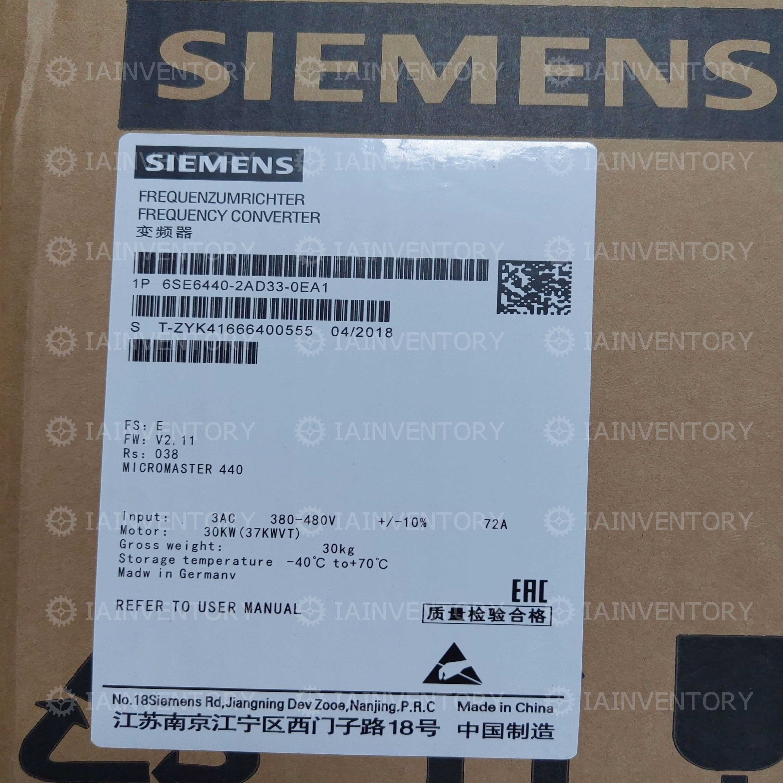 Siemens 6SE6440-2AD33-0EA1
