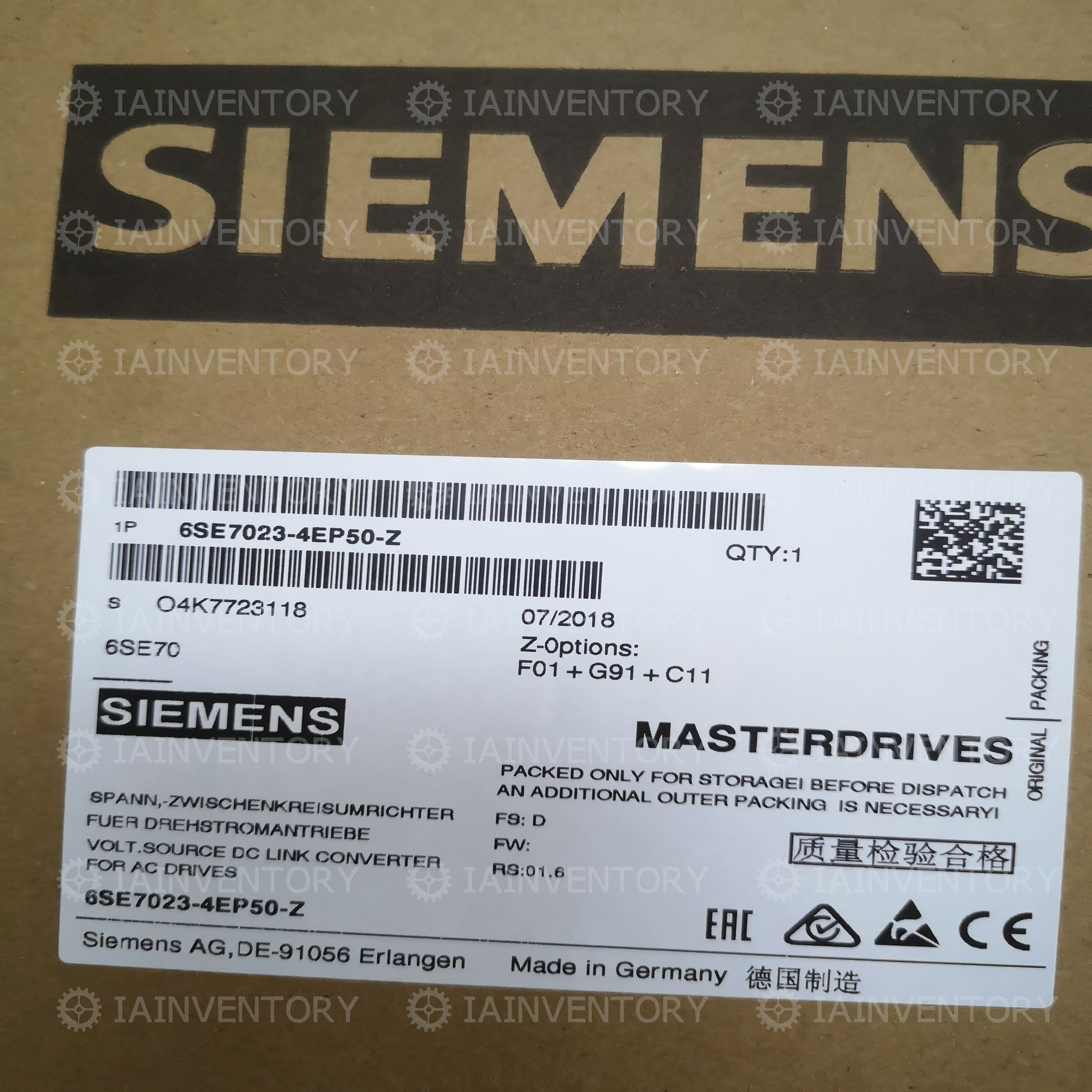 Siemens 6SE7023-4EP50-Z Converter 6SE7 023-4EP50-Z