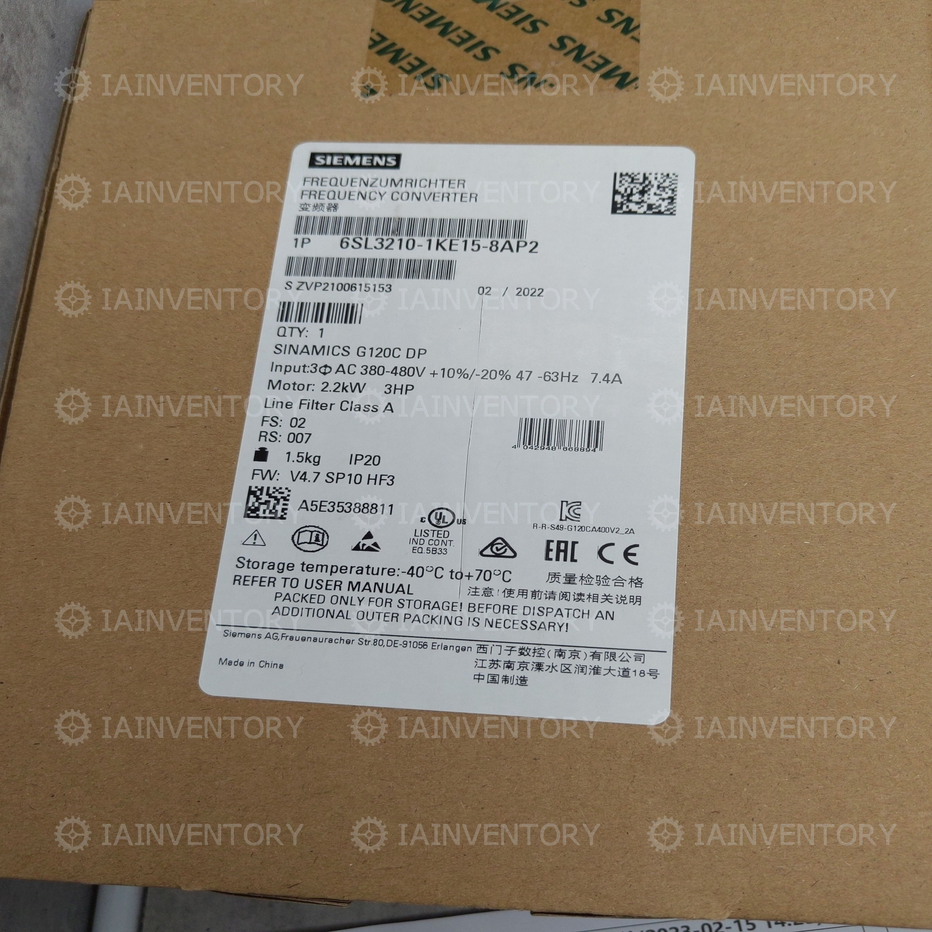 Siemens 6SL3210-1KE15-8AP2