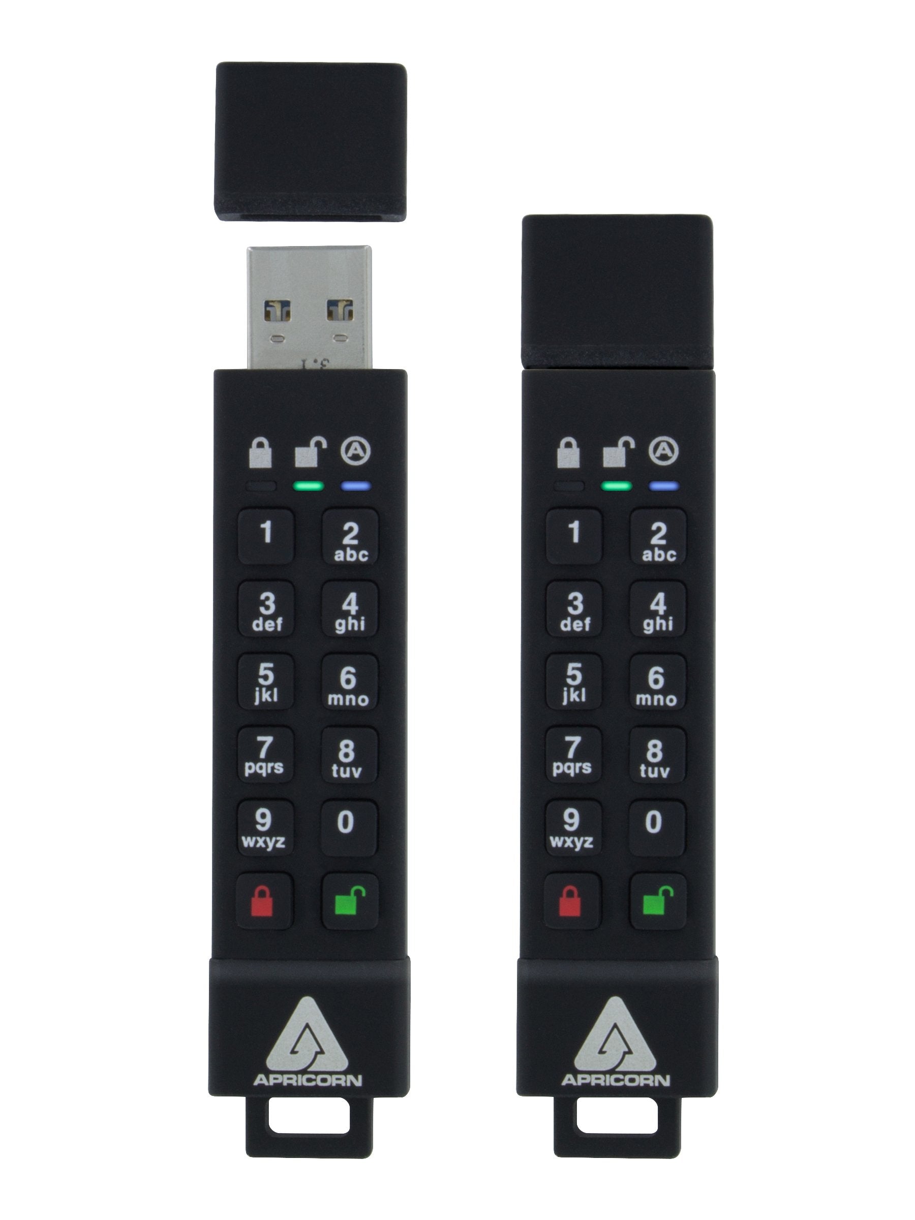 Apricorn 1TB Aegis Padlock Fortress USB 3.0 Encrypted Hard Drive with PIN Access (A25-3PL256-1000F) and 128GB Aegis Secure Key 3Z USB 3.1 Encrypted Flash Drive with PIN Access (ASK3Z-128GB)