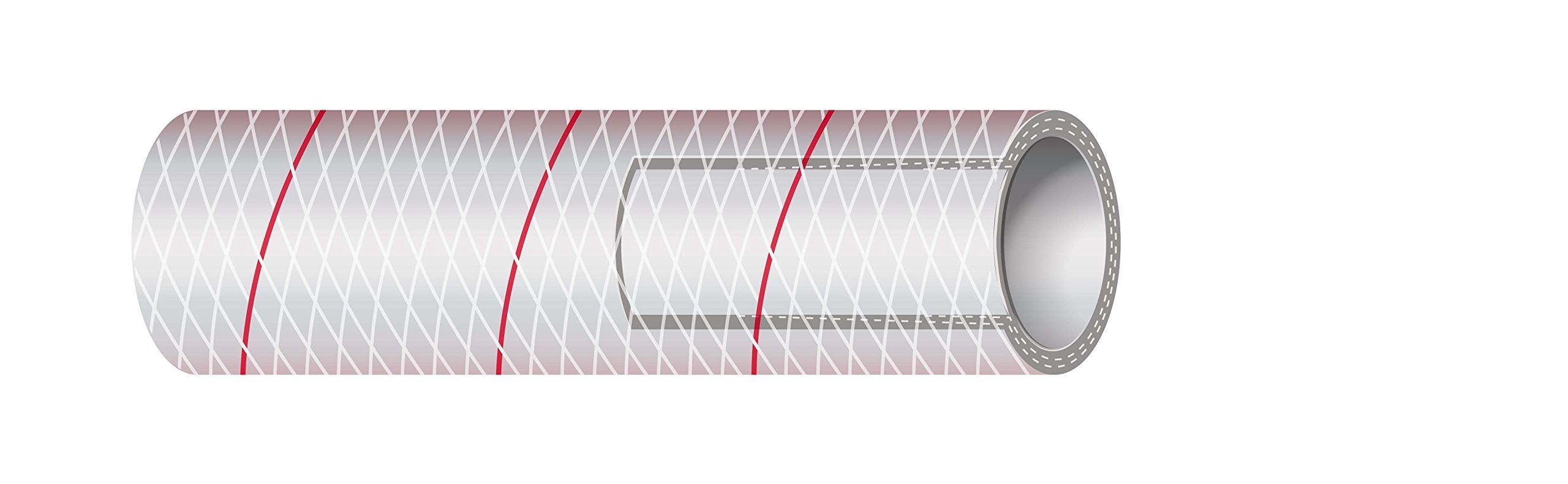 Shield 16-162-0345 Shields Marine Hose Clear Reinforced Series 162 PVC Tubing w/, Red Tracer
