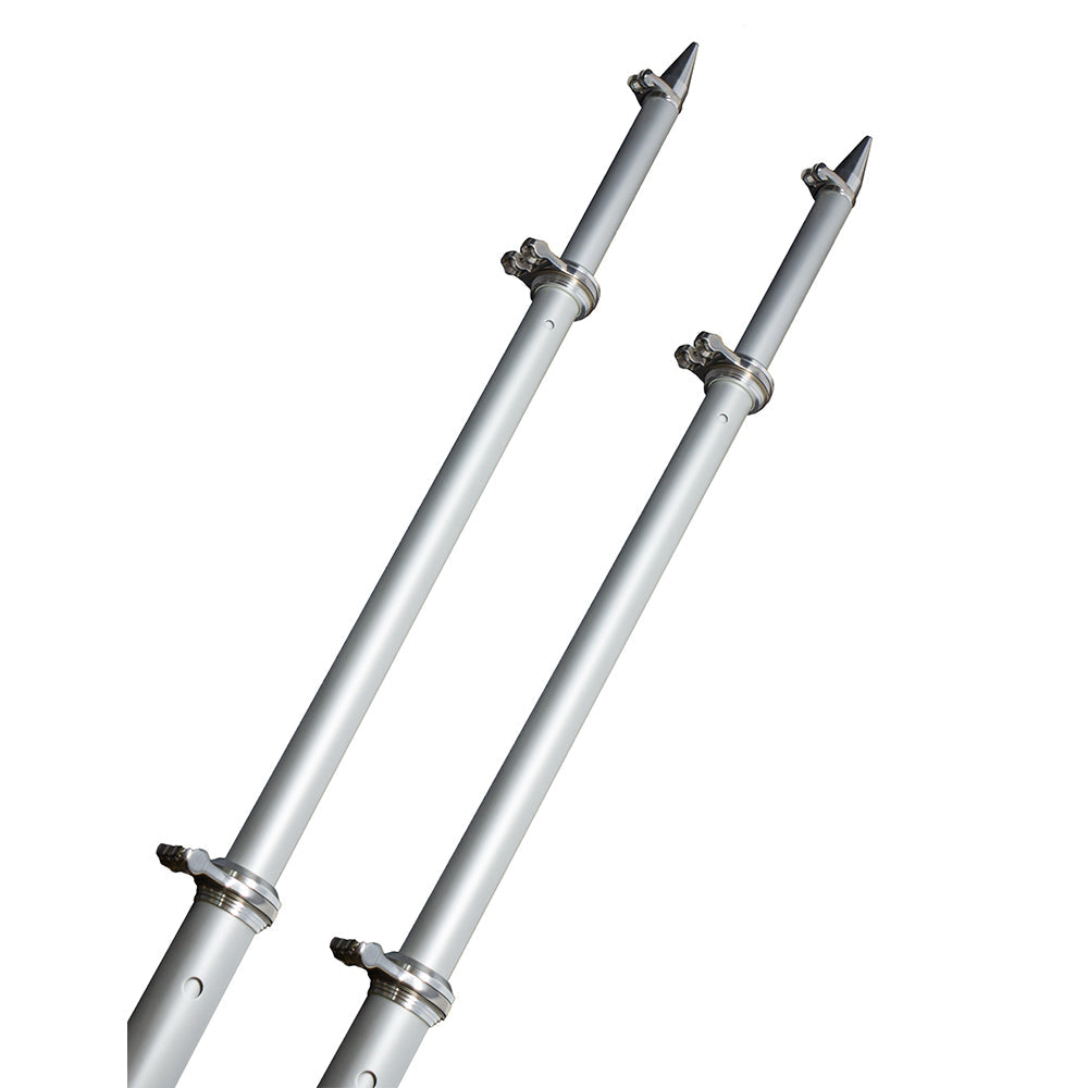 Taco Metals OT-0318HD-VEL Taco Deluxe Aluminum Tele-Outrigger Pole, 18', Silver, 1 pr.