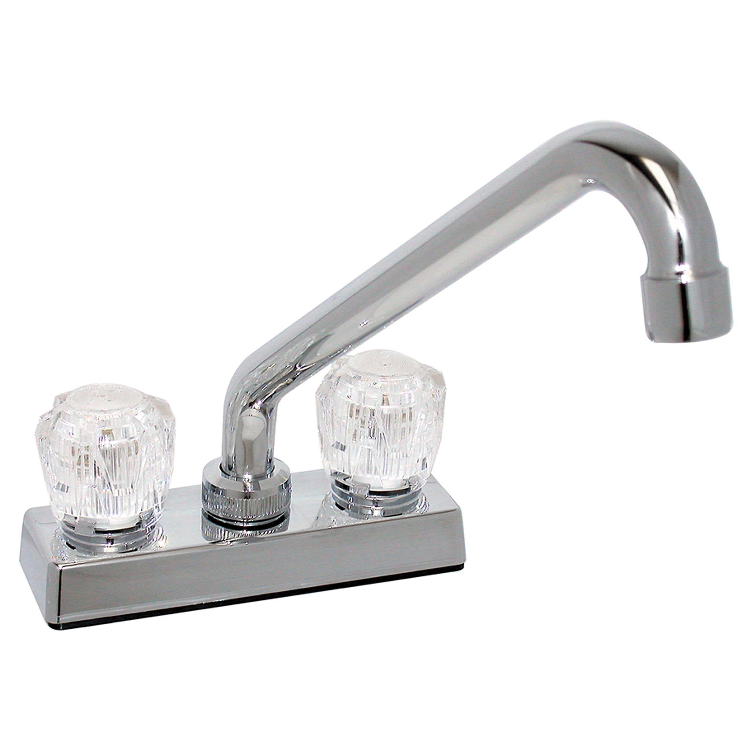 Valterra PF211304 Phoenix DuraPro RV Kitchen Faucet, Chrome Finish, Two Handle 4", Hi-Rise Spout, Acrylic Knobs