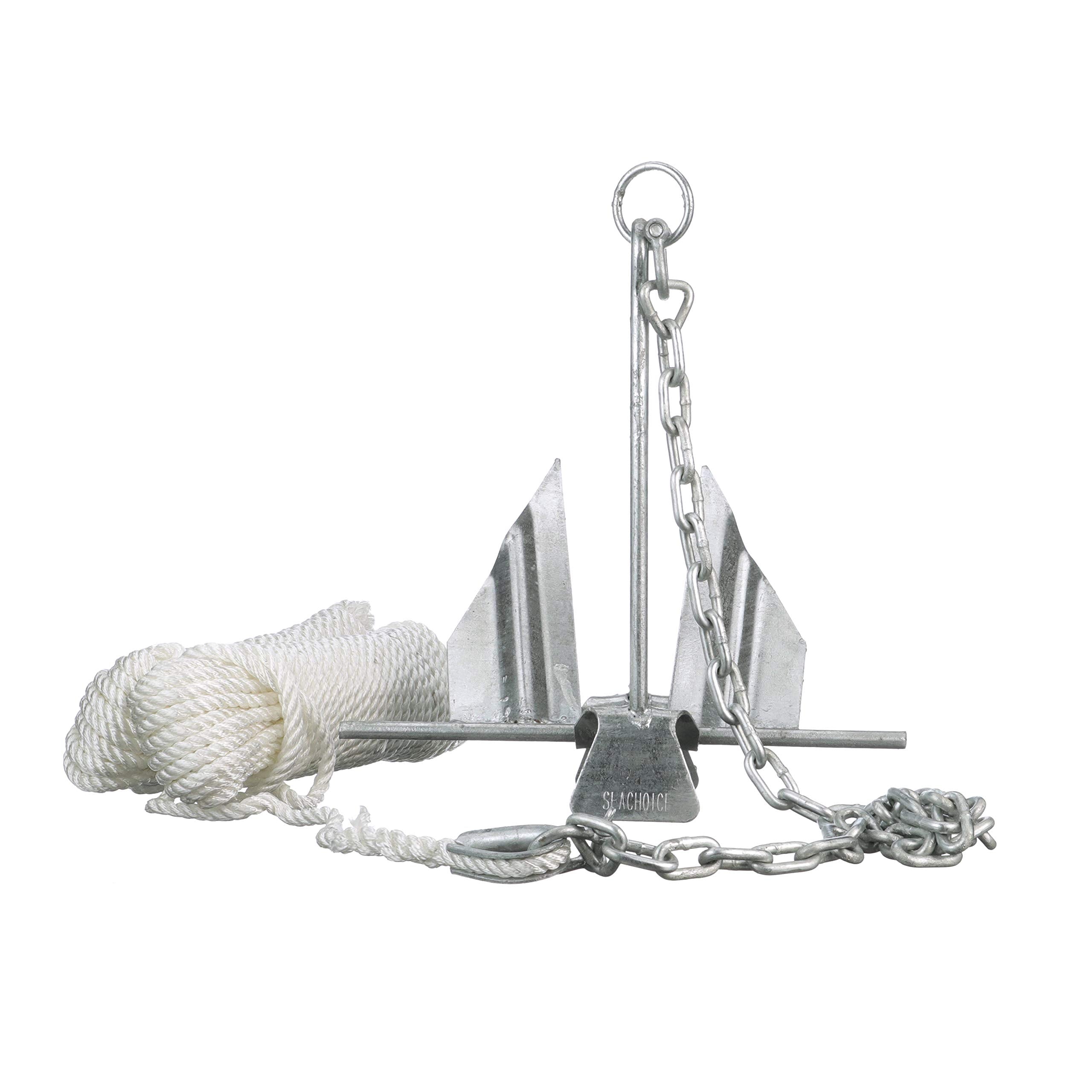 Seachoice 41622 13 LB Utility Anchor Kit, Includes Anchor, 1/4" x 4' Lead, (2) 5/16" Shackles and 3/8" x 150' Line