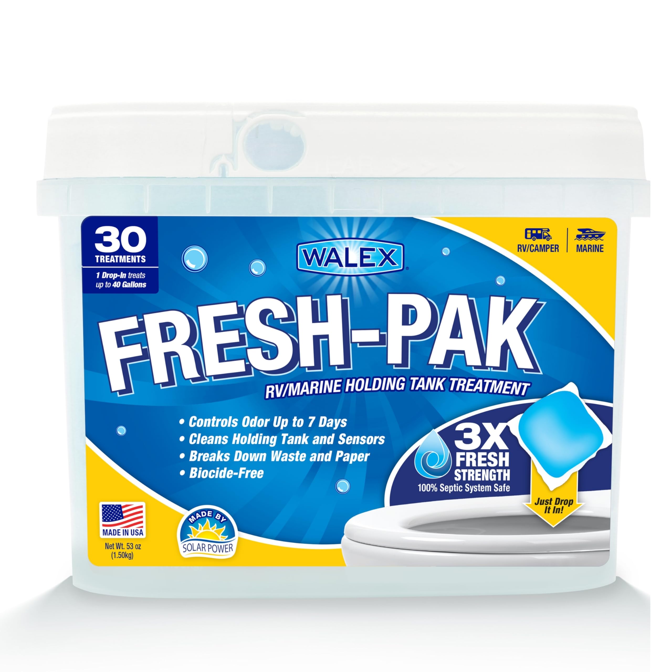 Walex Products FRESHPAK30 Walex Drop-In Black Tank Treatment 30 packets per tub