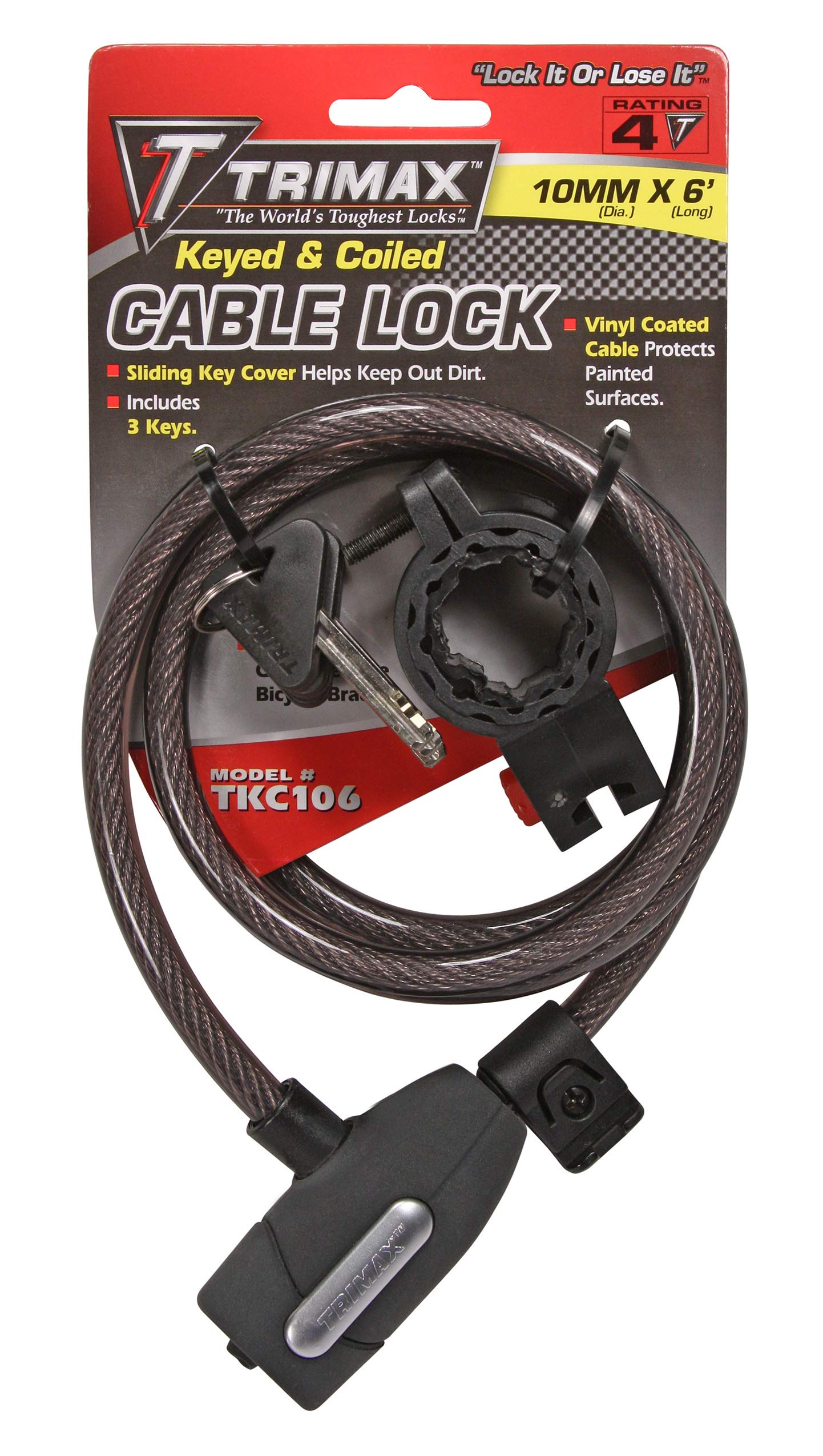 Trimax Locks TKC106 Trimax Quadra-Braid 6 x 10mm Keyed Cable Lock