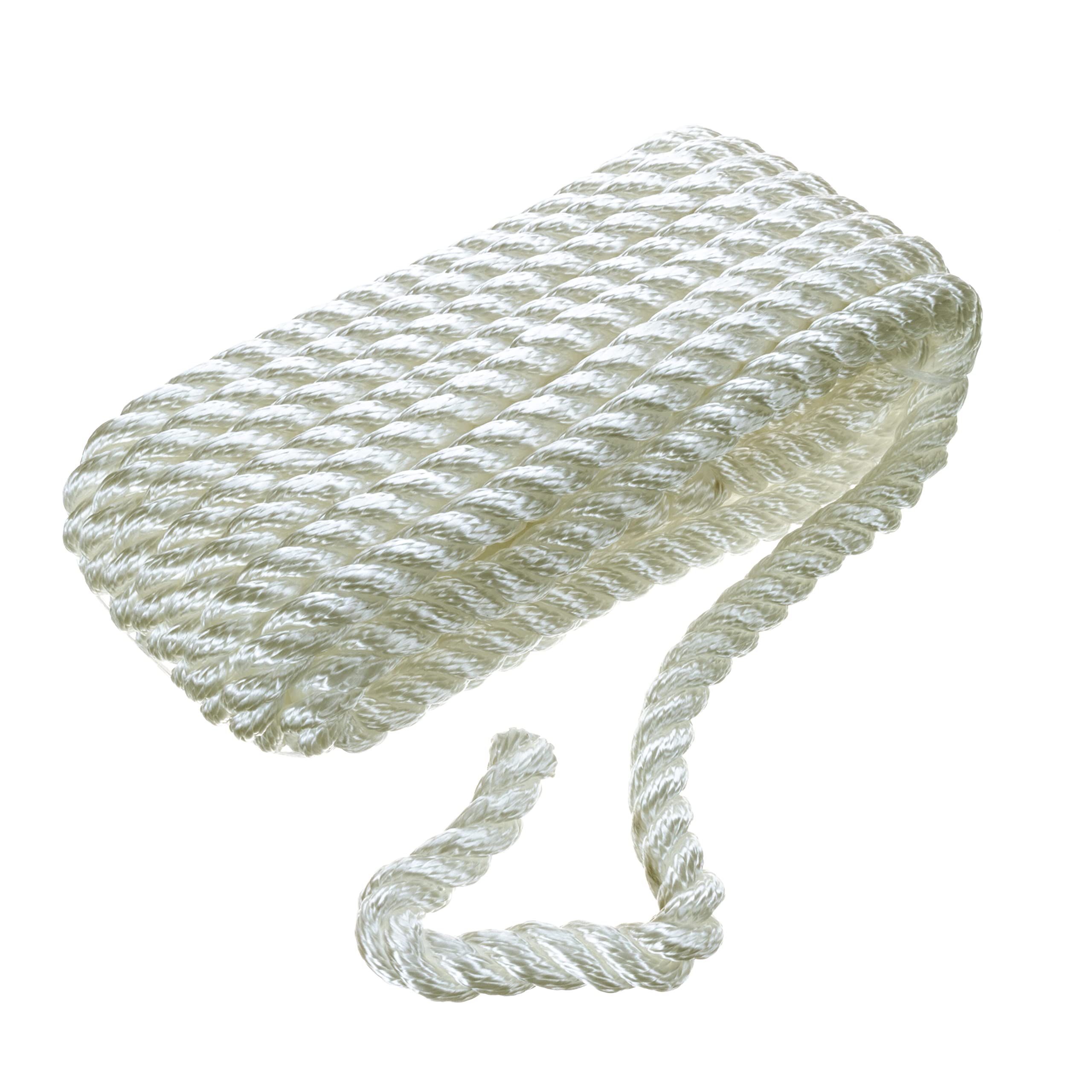 Seachoice 42591 3-Strand Twisted Nylon Dock Line, 5/8" x 20', White