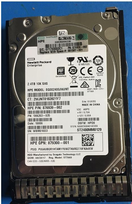 HPE 881457-B21 2.4TB 10kRPM 2.5in DS SAS-12G SC Enterprise G10 HDD
