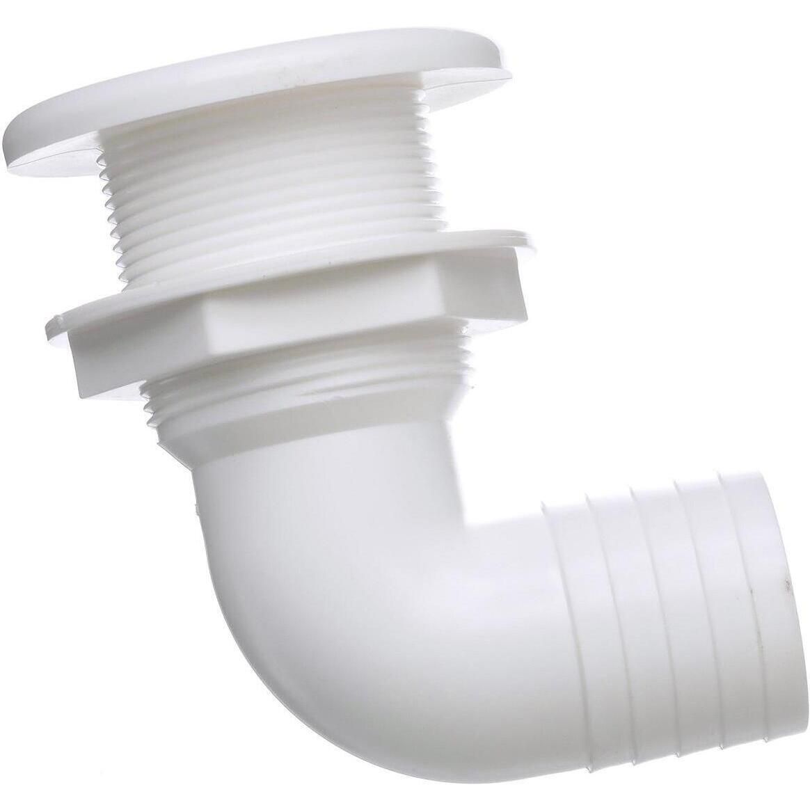 Seachoice 50-18121 90-Degree Thru-Hull Connector, Fits 1-1/2 in. ID Hose, 1-3/8 in. Max Hull