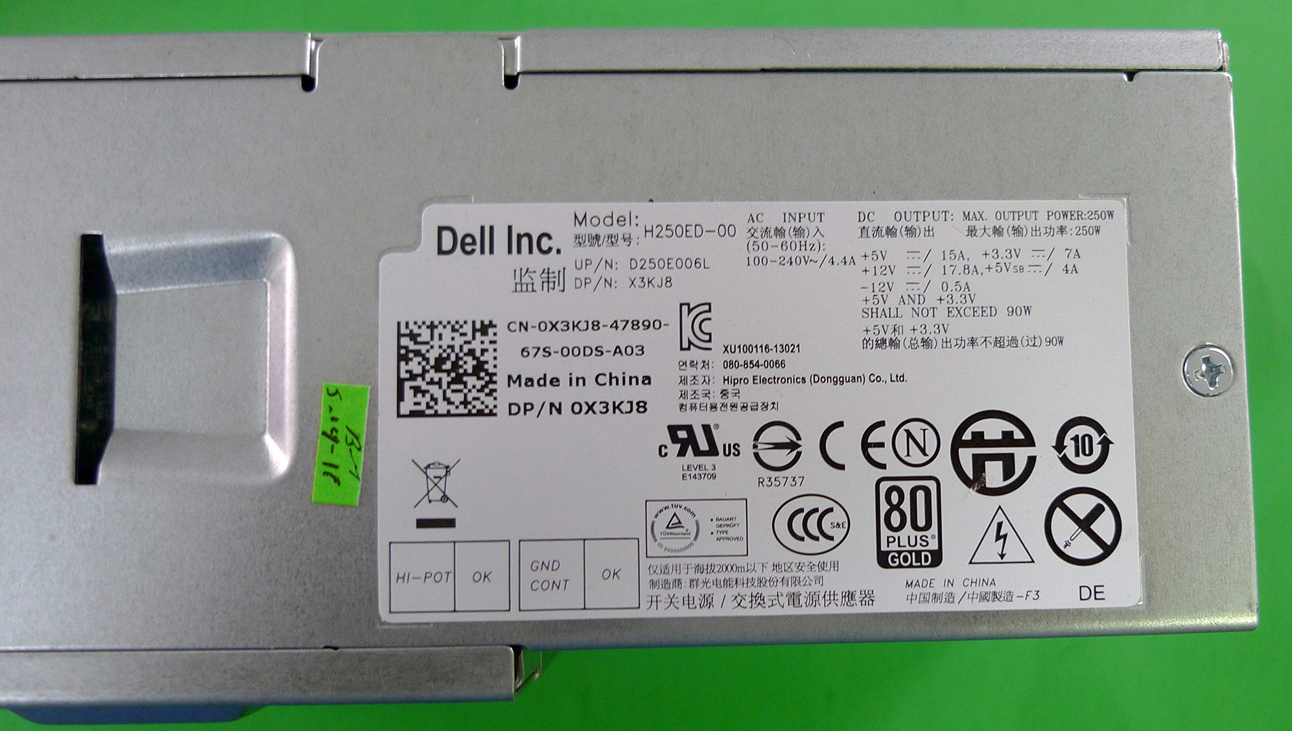 Dell OptiPlex 3010 7010 9010 DT 250W Power Supply D250AD-01 77GHN X3KJ8 K2H58