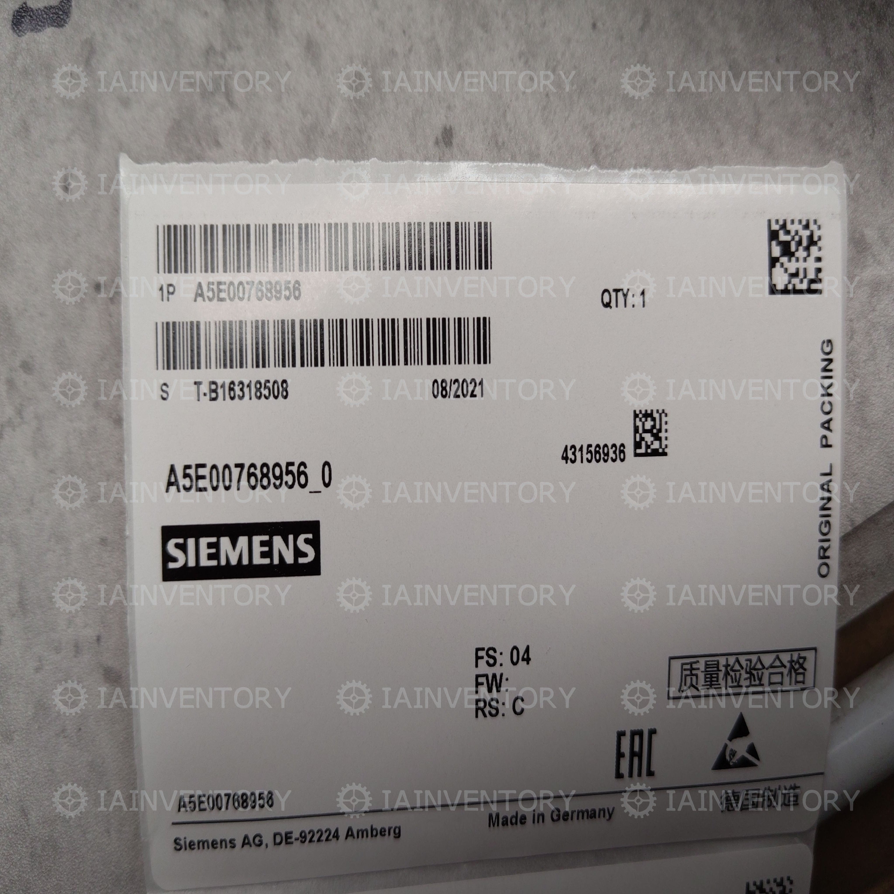 Siemens A5E00768956 driver board for