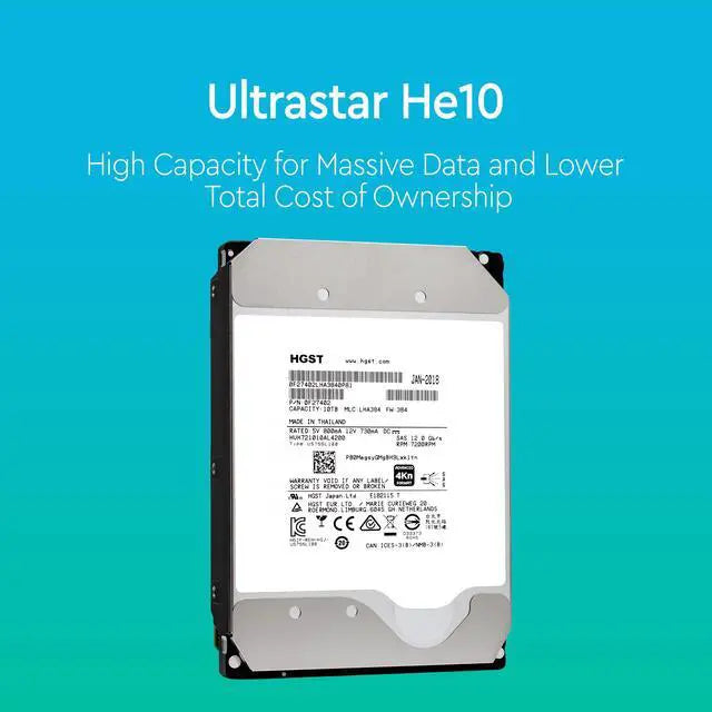 Alt view image 4 of 8 - HGST Ultrastar He10 10TB 7200 RPM SAS 12Gb/s 3.5-Inch Enterprise Hard Drive HUH721010AL4200
