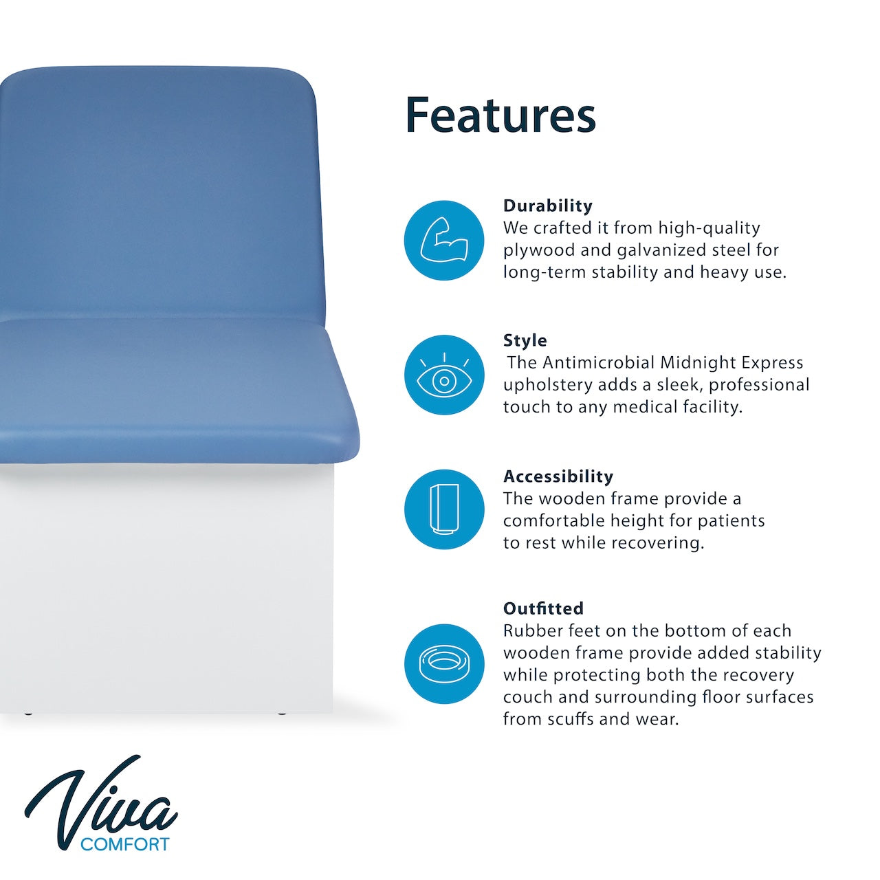 Lucas Plus Recovery Couch w/ Shelf, Adjustable Back & Antimicrobial Upholstery