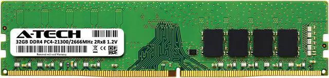 A-Tech 32GB DDR4 2666MHz DIMM PC4-21300 UDIMM Non-ECC Unbuffered CL19 2Rx8 1.2V 288-Pin Dual Rank Desktop Computer PC RAM Memory Upgrade Module