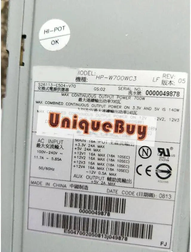 Alt view image 2 of 3 - For H-IPRO H-P-W700WC3 Server S26113-E504-V71/V70 Workstation Power Supply 700W Psu