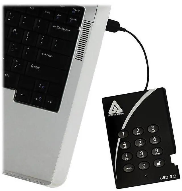 Alt view image 4 of 5 - Apricorn 2TB Aegis Padlock USB 3.0 256-Bit AES XTS Hardware Encrypted Portable External Hard Drive (A25-3PL256-2000)