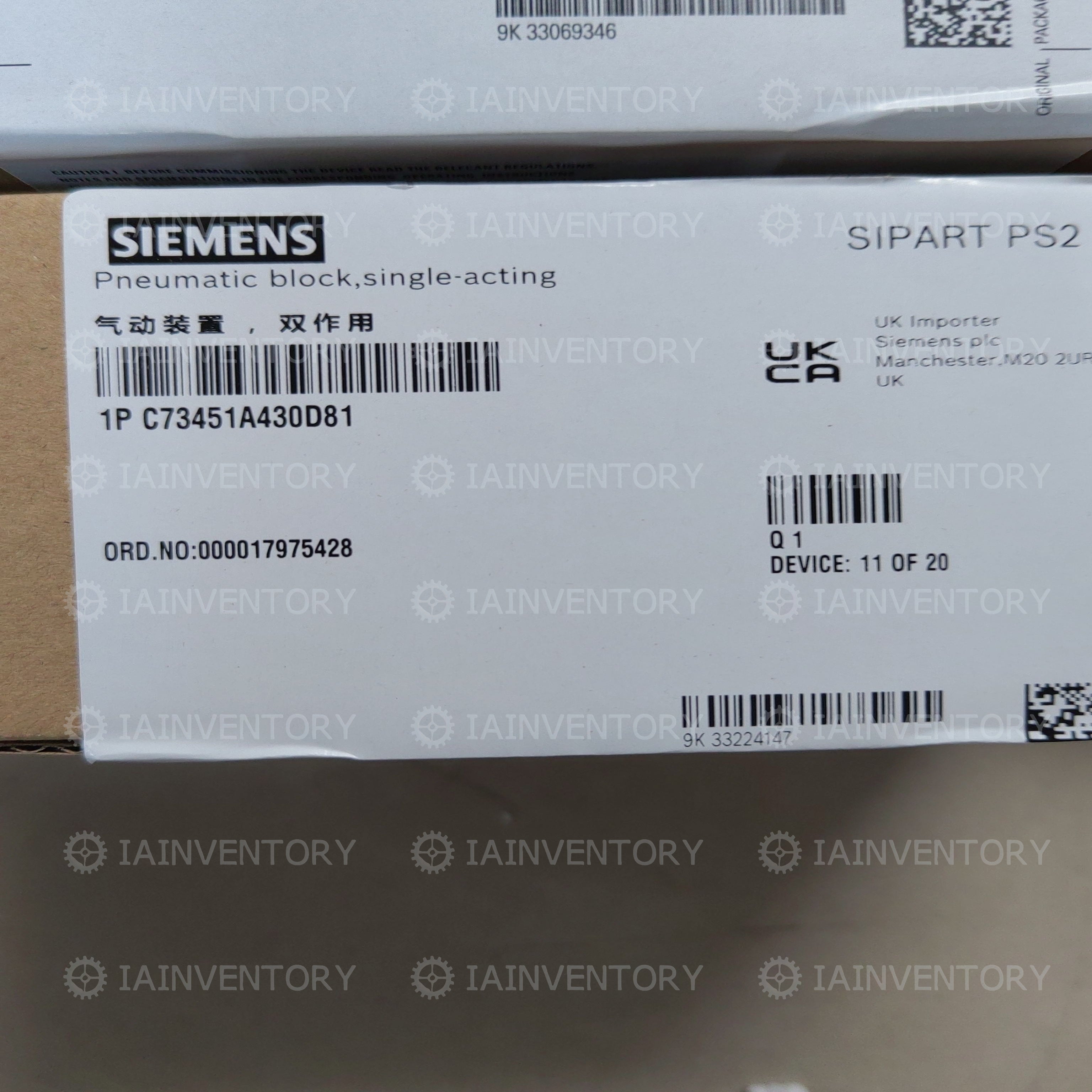 Siemens C73451-A430-D81 C73451A430D81 Pneumatic Block