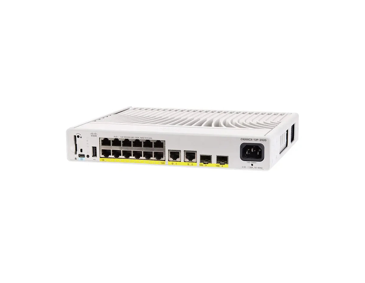 Cisco Catalyst C9200CX-12P-2X2G-A 12-Port PoE+ Compact Switch, 2x10G SFP+, Network Advantage