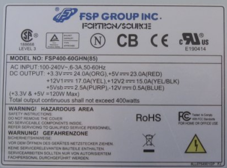 FSP GROUP INC FSP400-60GHN SERVER - POWER SUPPLY 400W, FSP400-60GHN(85) - Image 3