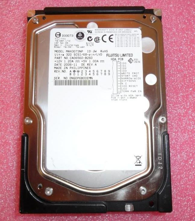 Fujitsu MAX3073NP 73GB, 15K RPM 68 Pin Internal Hard Drive (Refurbished, 90 day warranty)