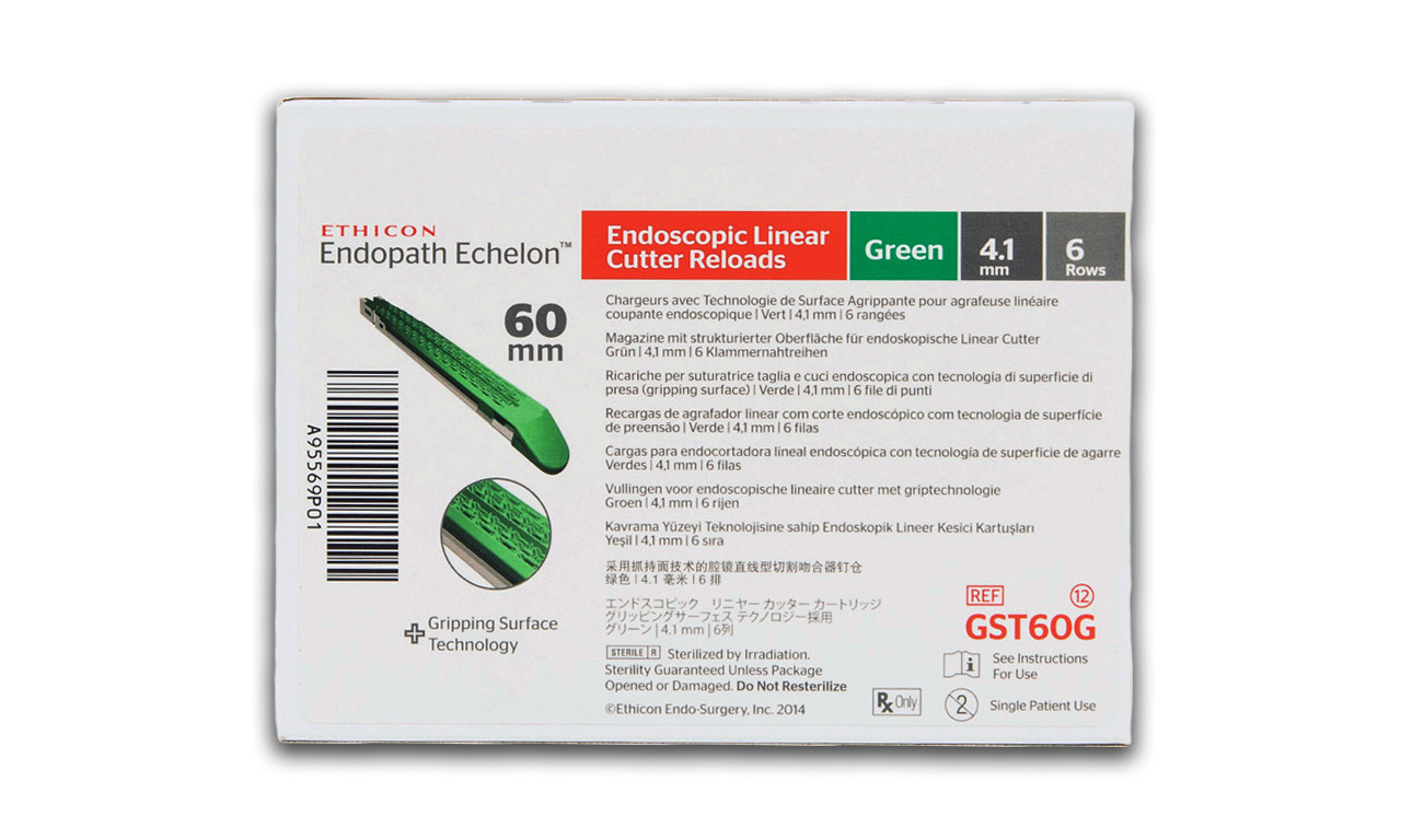 Ethicon Echelon Flex GST60G System 60 mm Reload, Green, 60mm x 3.8mm, 6 rows, Box of 12