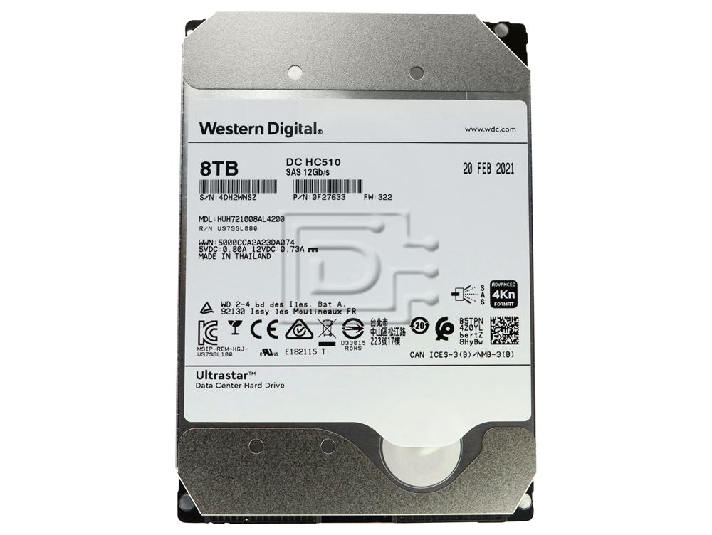 HGST HUH721008AL4200 0F27406 0F27633 SAS Hard Drive Image 1 image