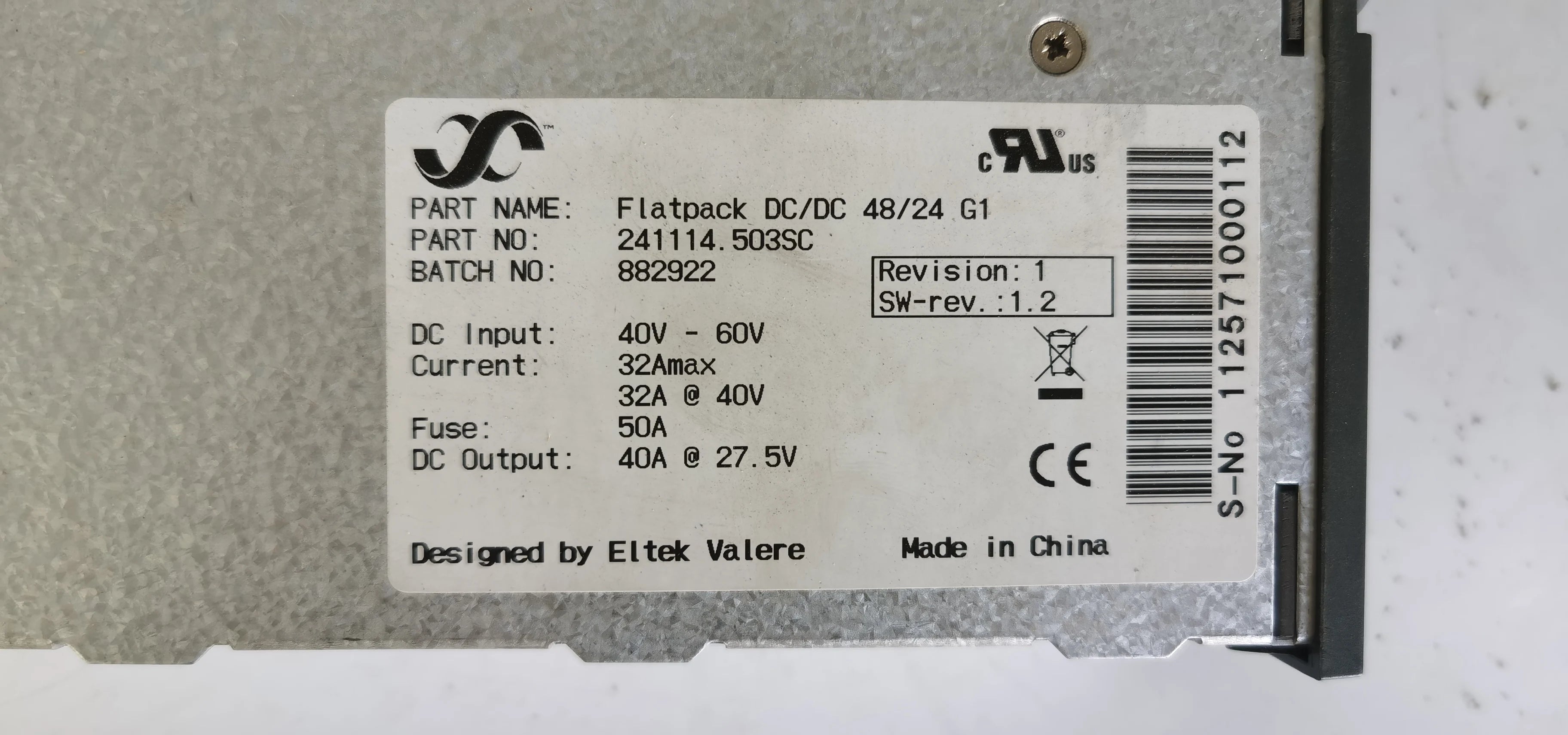 Eltek Flatpack 48-24 G1 241114.503SC 48V 50A Eltek DC/DC Telecom Power Supply Rectifier Module 241114.503SC