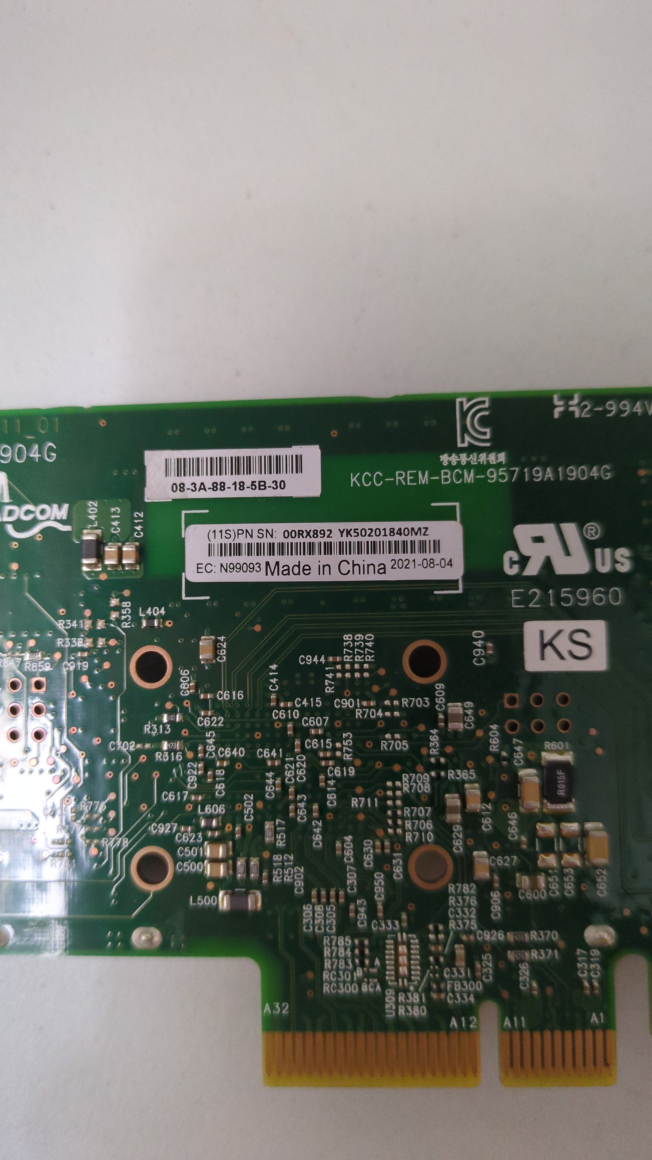 IBM 00RX892 - 1Gb 4-Port Ethernet Card Label Detail | Alo Tech Solutions
