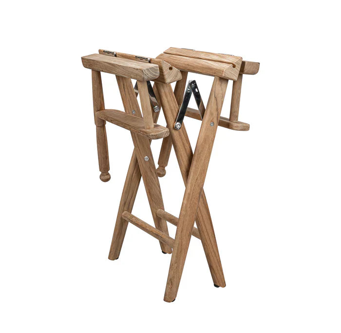 Whitecap 60043 Premium Grade Teak Folding Directors Chair with Pacific Blue Sunbrella Fabric Covers