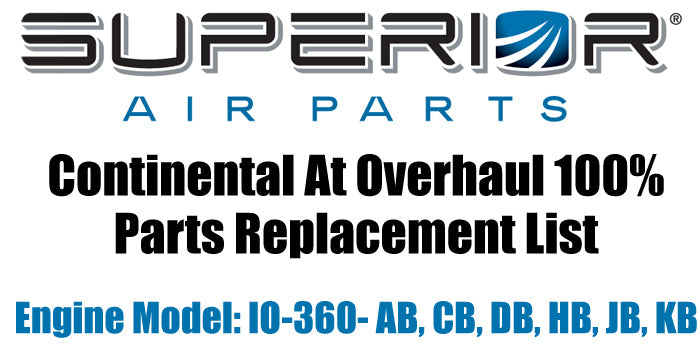 Continental At Overhaul Parts Replacement List - IO-360 - Ab Cb Db Hb Jb Kb