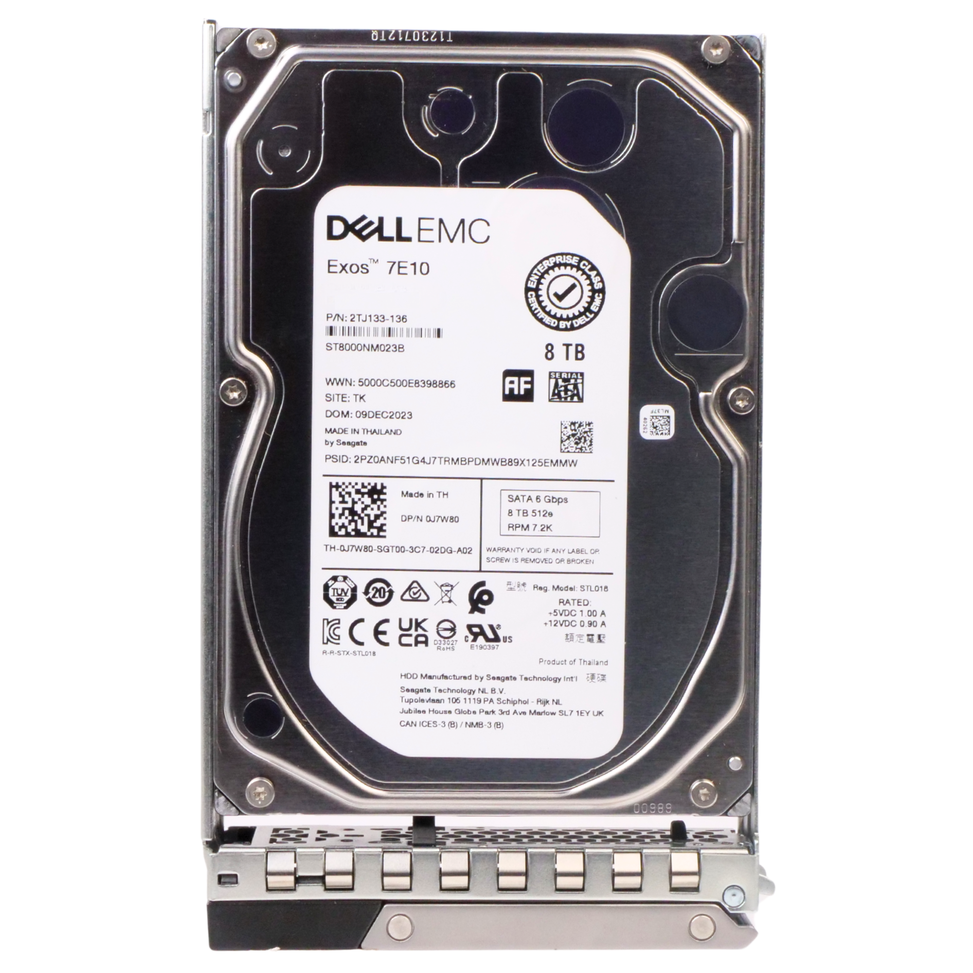 Dell G14 161-BBQN 8TB 7.2K RPM SATA 6Gb/s 512e 256MB 3.5in Recertified HDD