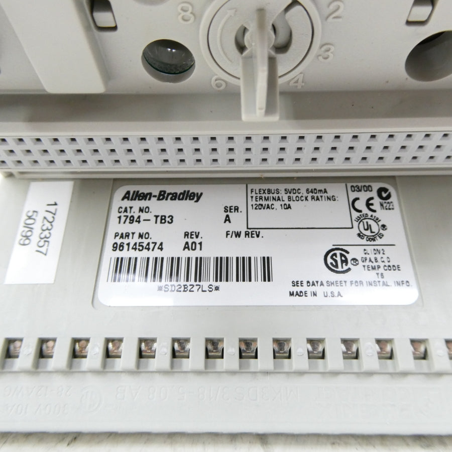 ALLEN BRADLEY 1794-TB3 SER. A 120VAC 10A REV. A01 NSMP