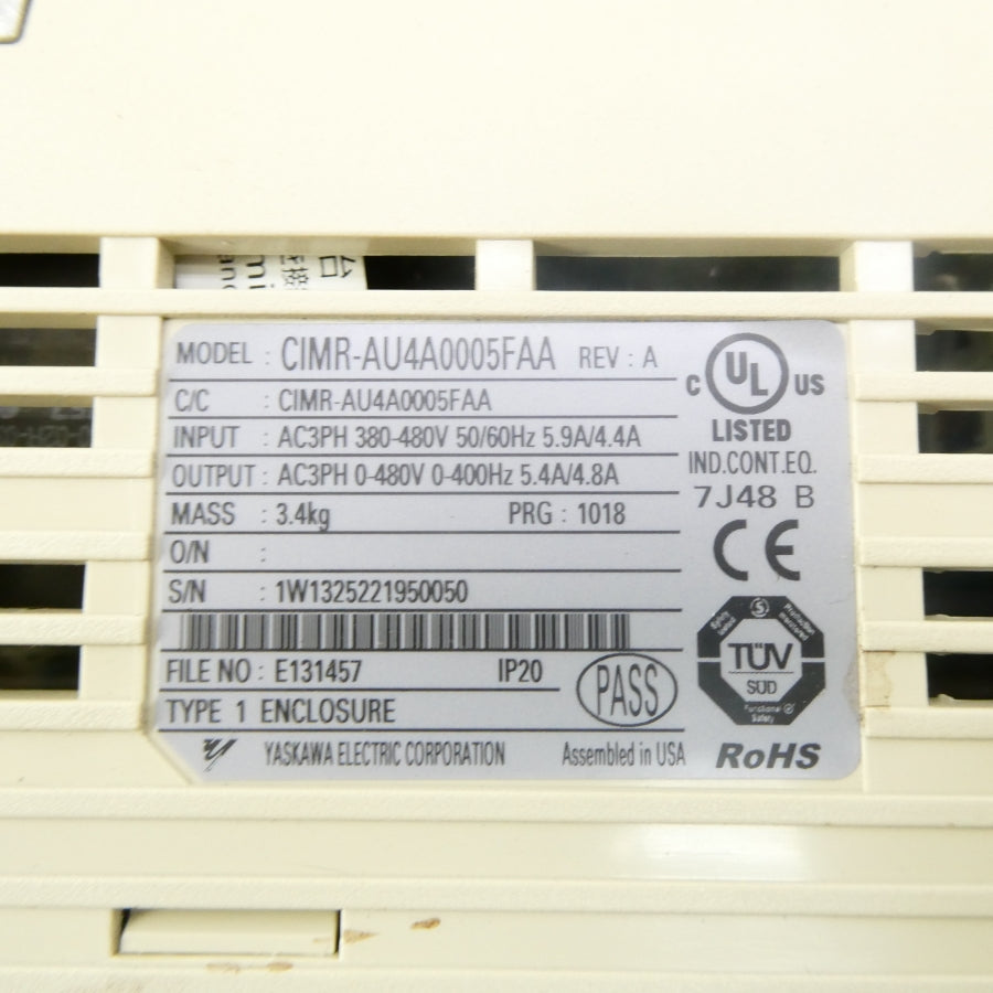 YASKAWA CIMR-AU4A0005FAA 380-480V 5.9/4.4A REV. A UNMP