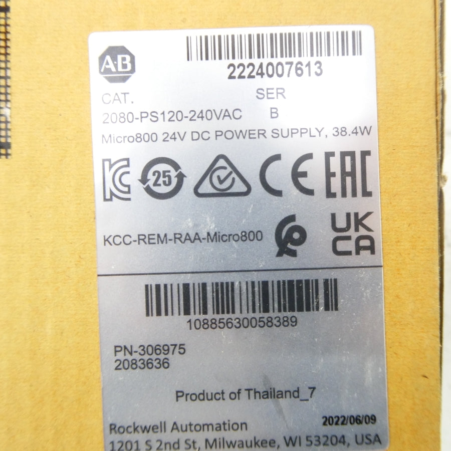 ALLEN BRADLEY 2080-PS120-240VAC SER. B 24VDC NSFS