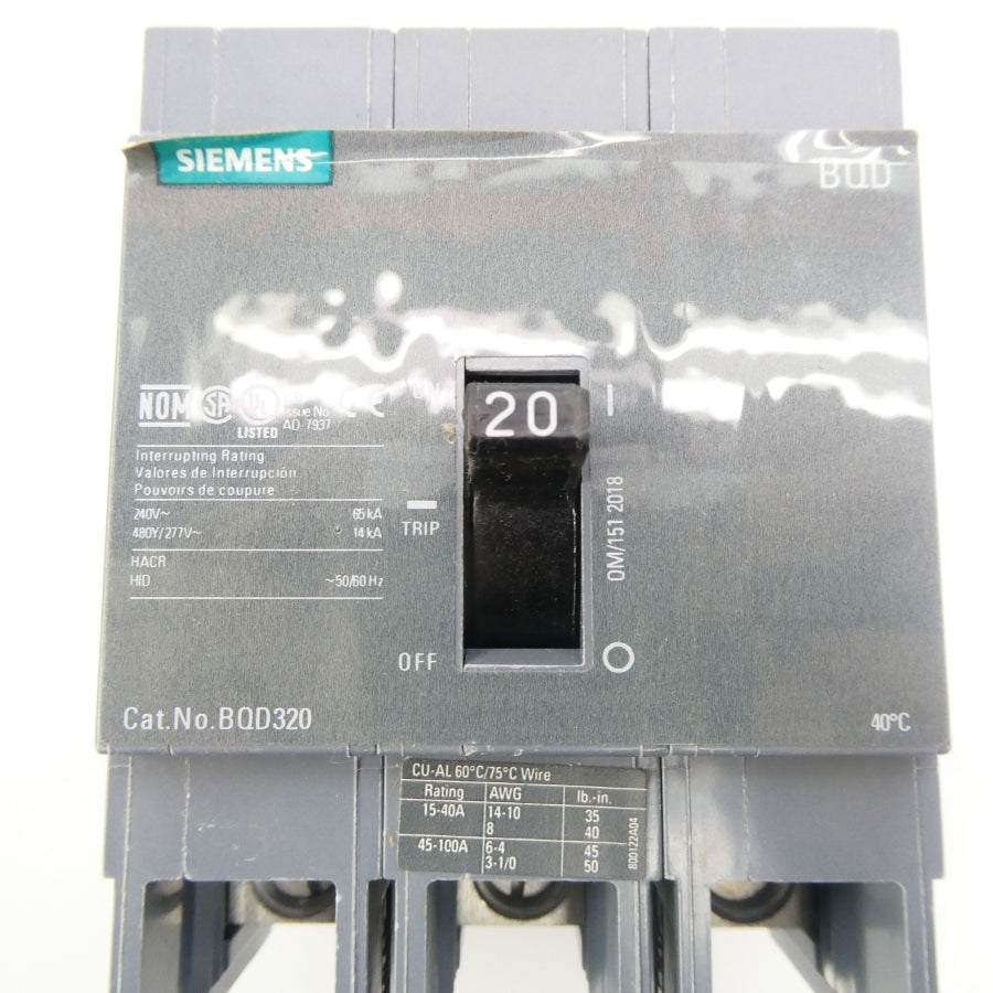SIEMENS BQD320 277V 20A NSMP
