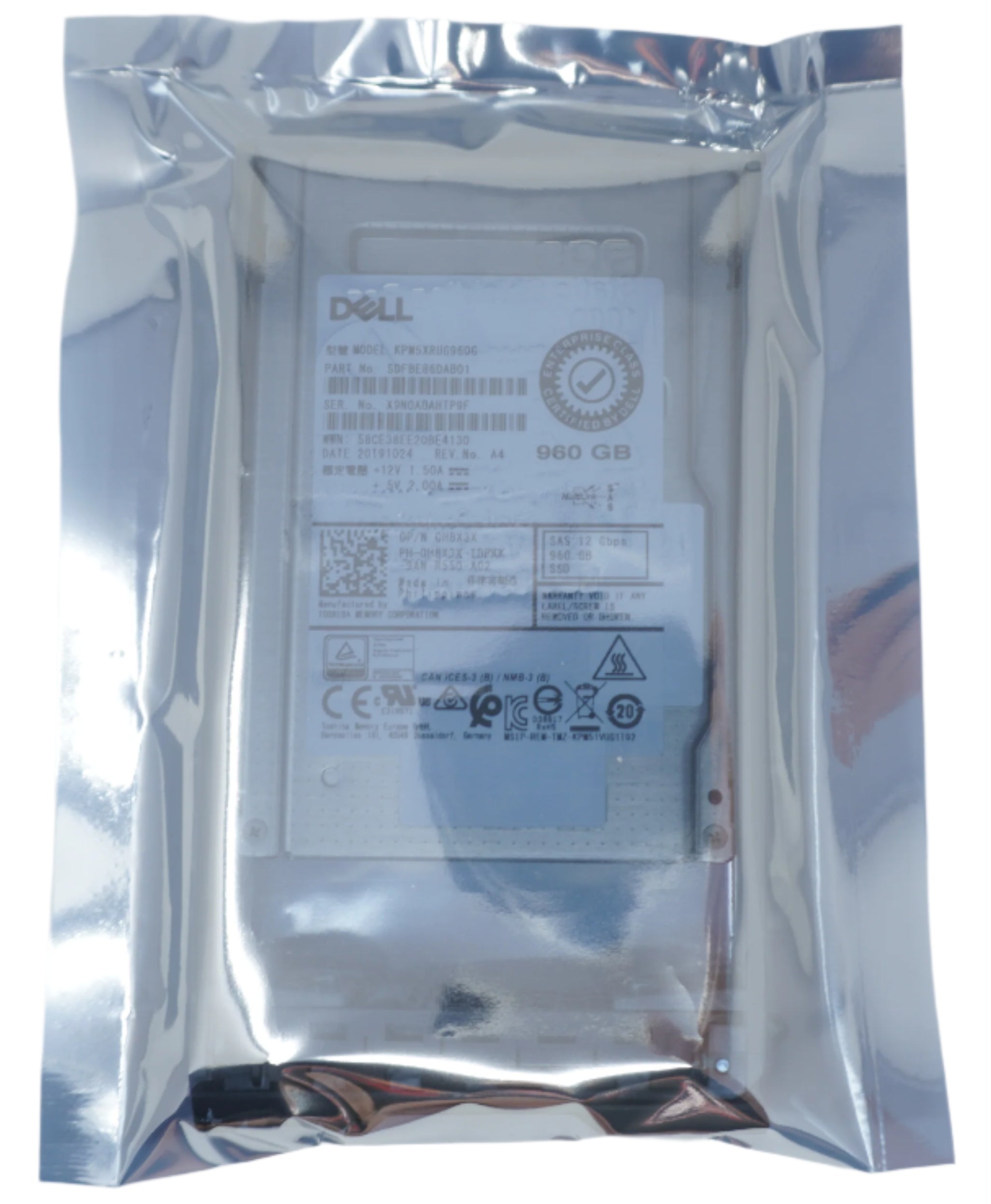 Dell 960GB SAS 2.5" 12G RI SSD KPM5XRUG960G 0H8X3X