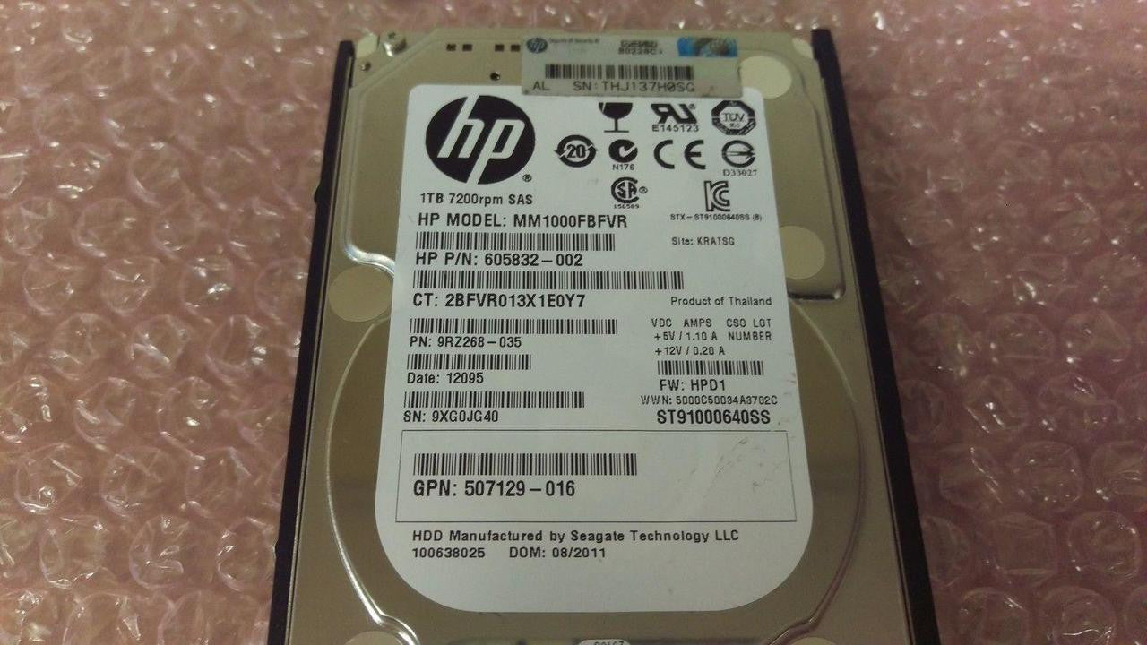 HPE MM1000FBFVR 1TB 7.2kRPM 2.5in DP SAS-6G Midline G4-G7 HDD