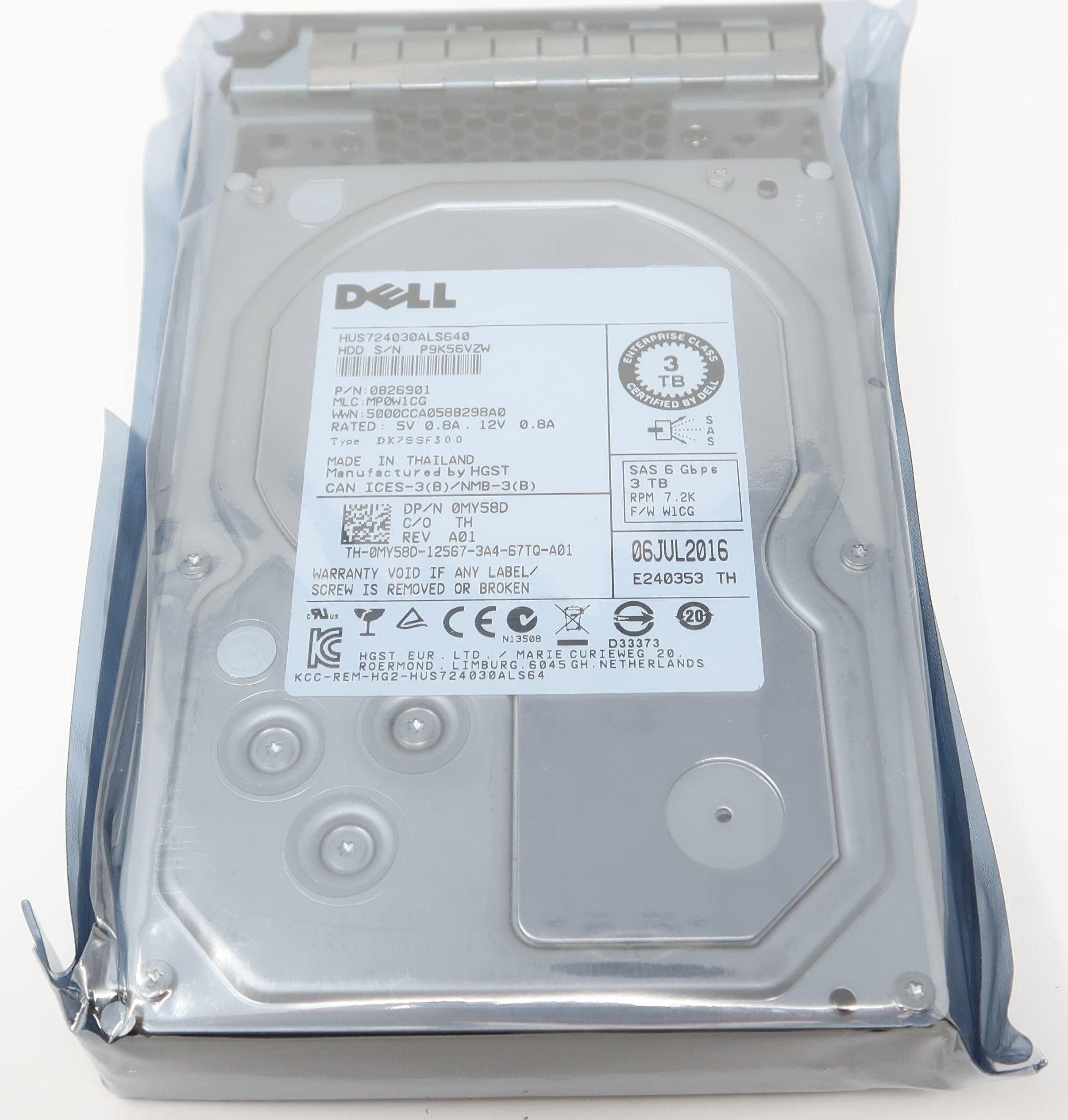 MY58D HUS724030ALS640 Dell 3TB 7.2K 6G 3.5" SAS drive for T630 T710