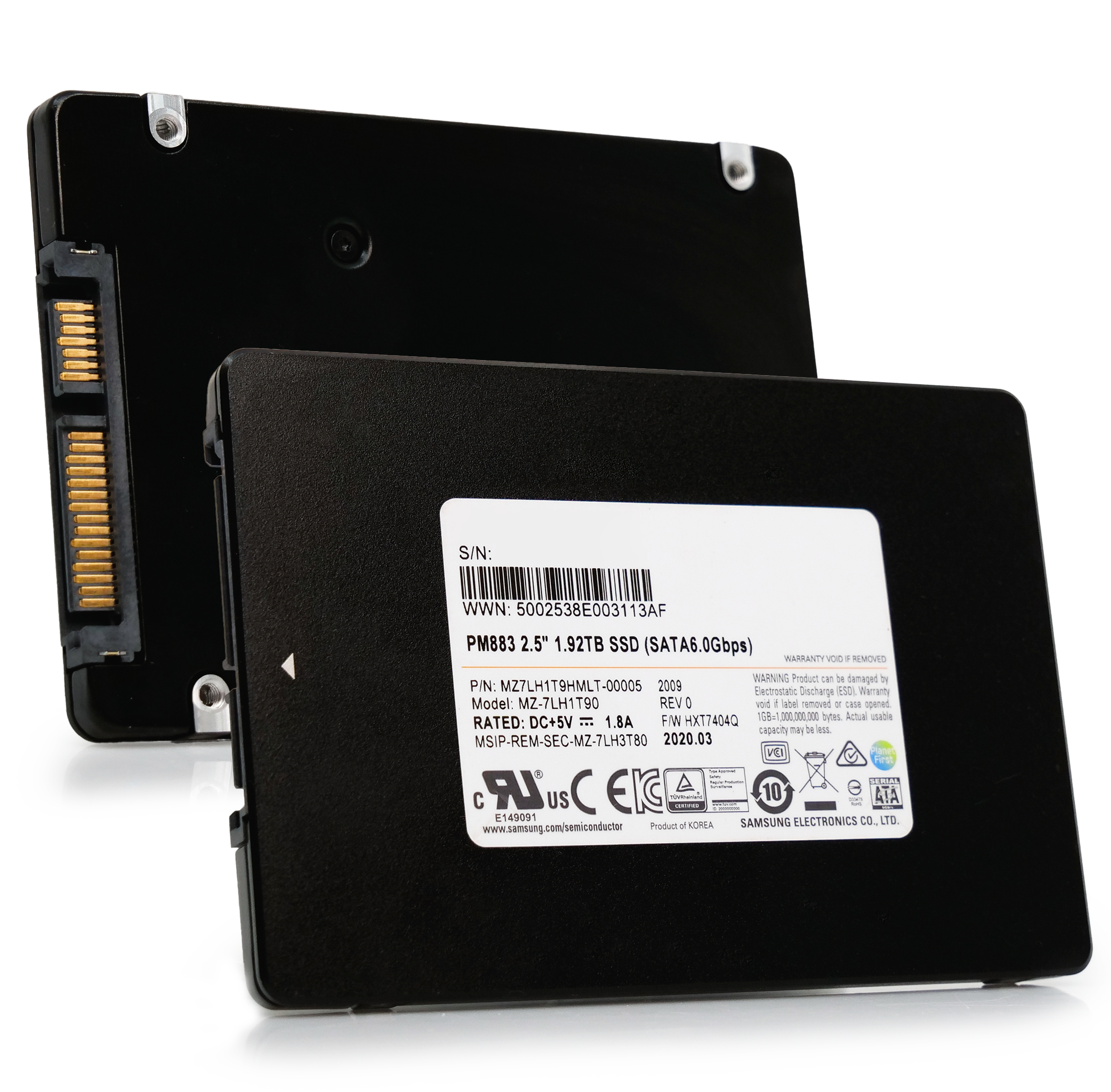 Samsung PM883 MZ7LH1T9HMLT 1.92TB 1.3 DWPD SATA 6Gb/s V-NAND TLC 2.5in Solid State Drive
