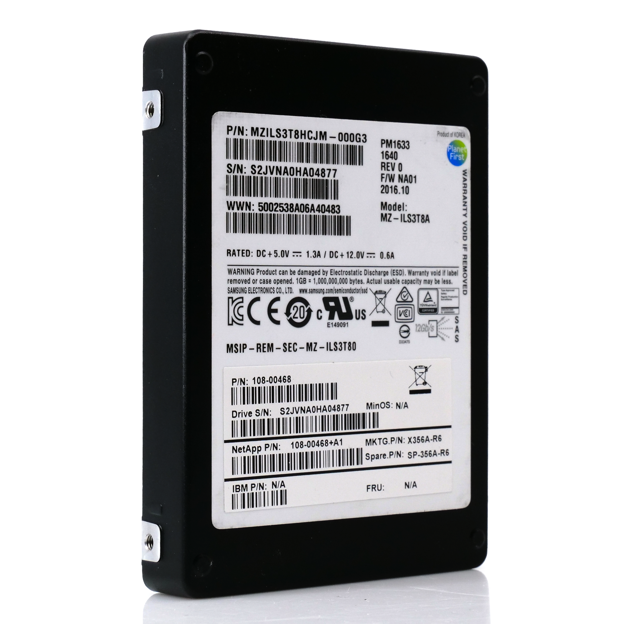 Samsung PM1633 MZILS3T8HCJM 3.84TB SAS 12Gb/s 512e 2.5in Refurbished Enterprise SSD