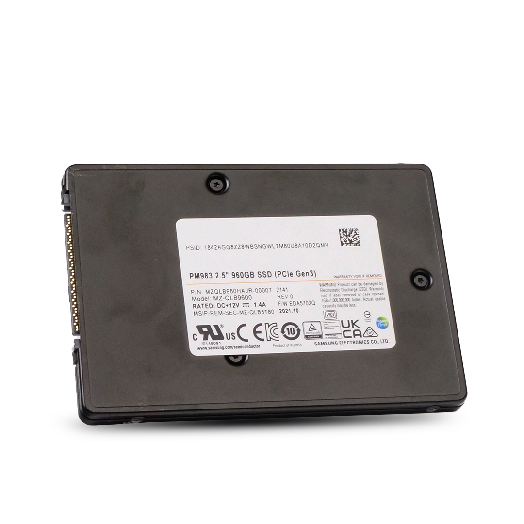 Samsung PM983 MZQLB960HAJR 960GB 1.3 DWPD PCIe Gen 3.0 x4 U.2 MLC NVMe 2.5in Refurbished SSD
