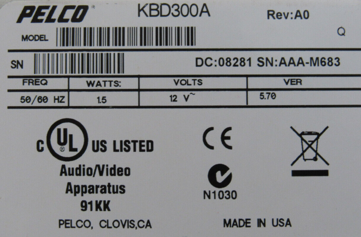 NEW PELCO KBD300A KEYBOARD VARI-SPEED WITH JOYSTICK