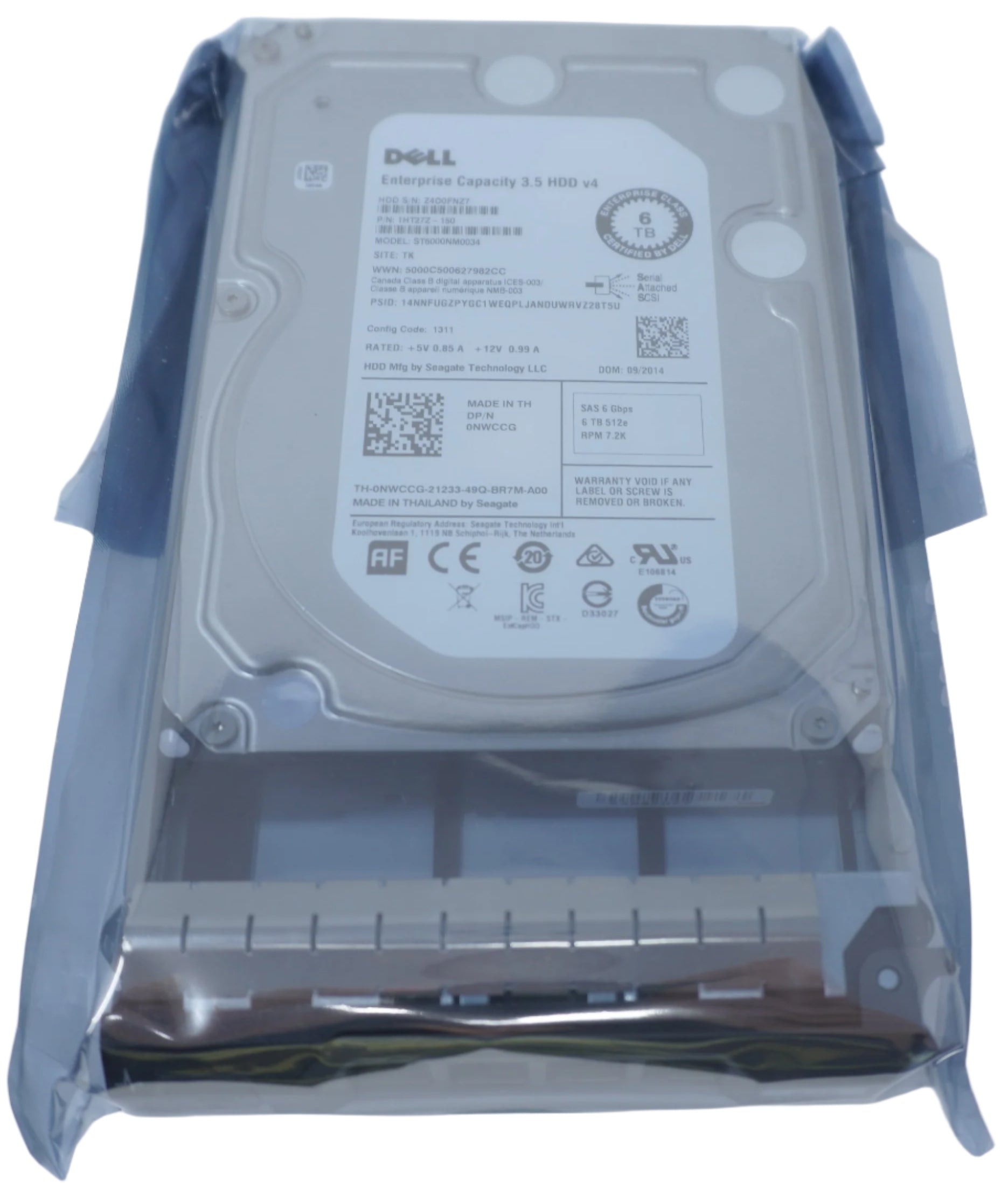 Dell NWCCG 6TB 6G 7.2K 3.5 SAS Hard Drive ST6000NM0034
