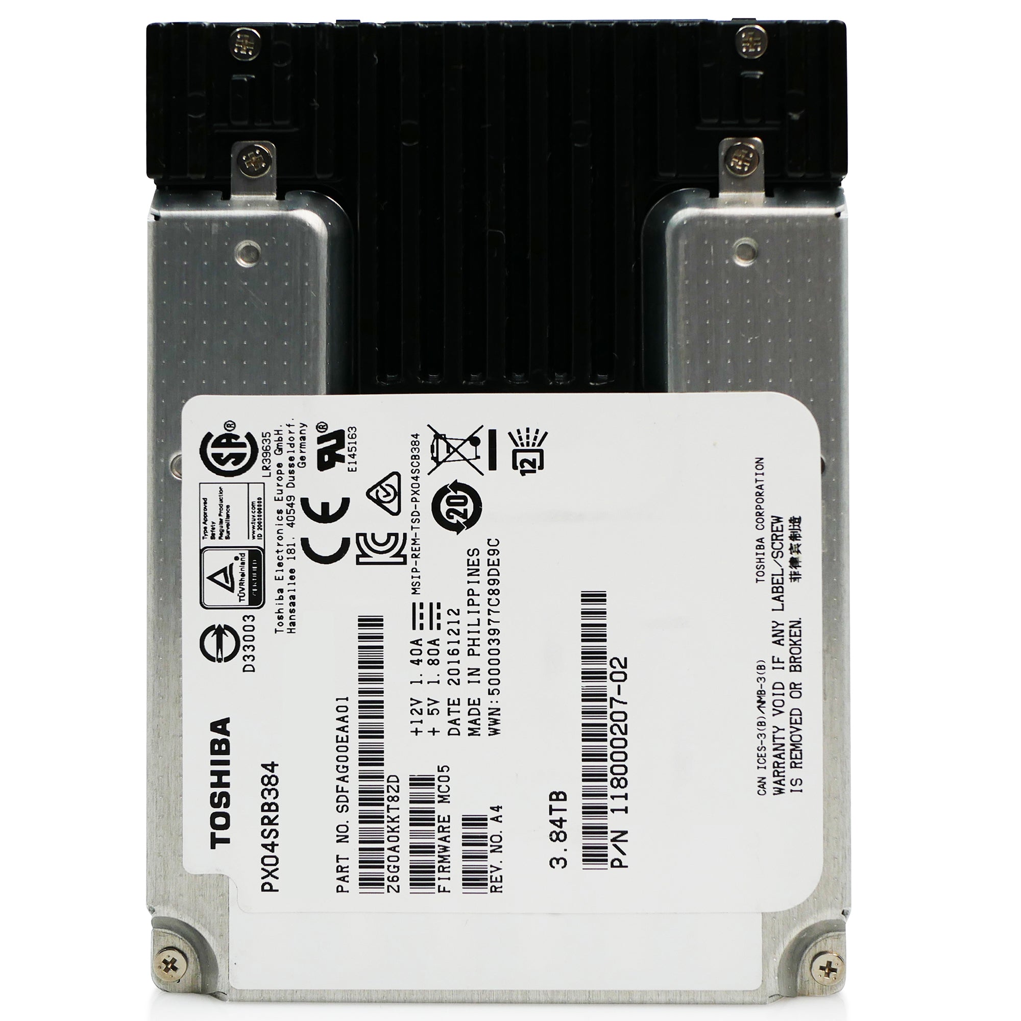 Toshiba Enterprise PX04SRB384 3.84TB 1 DWPD SAS 12Gb/s MLC 2.5in Refurbished SSD