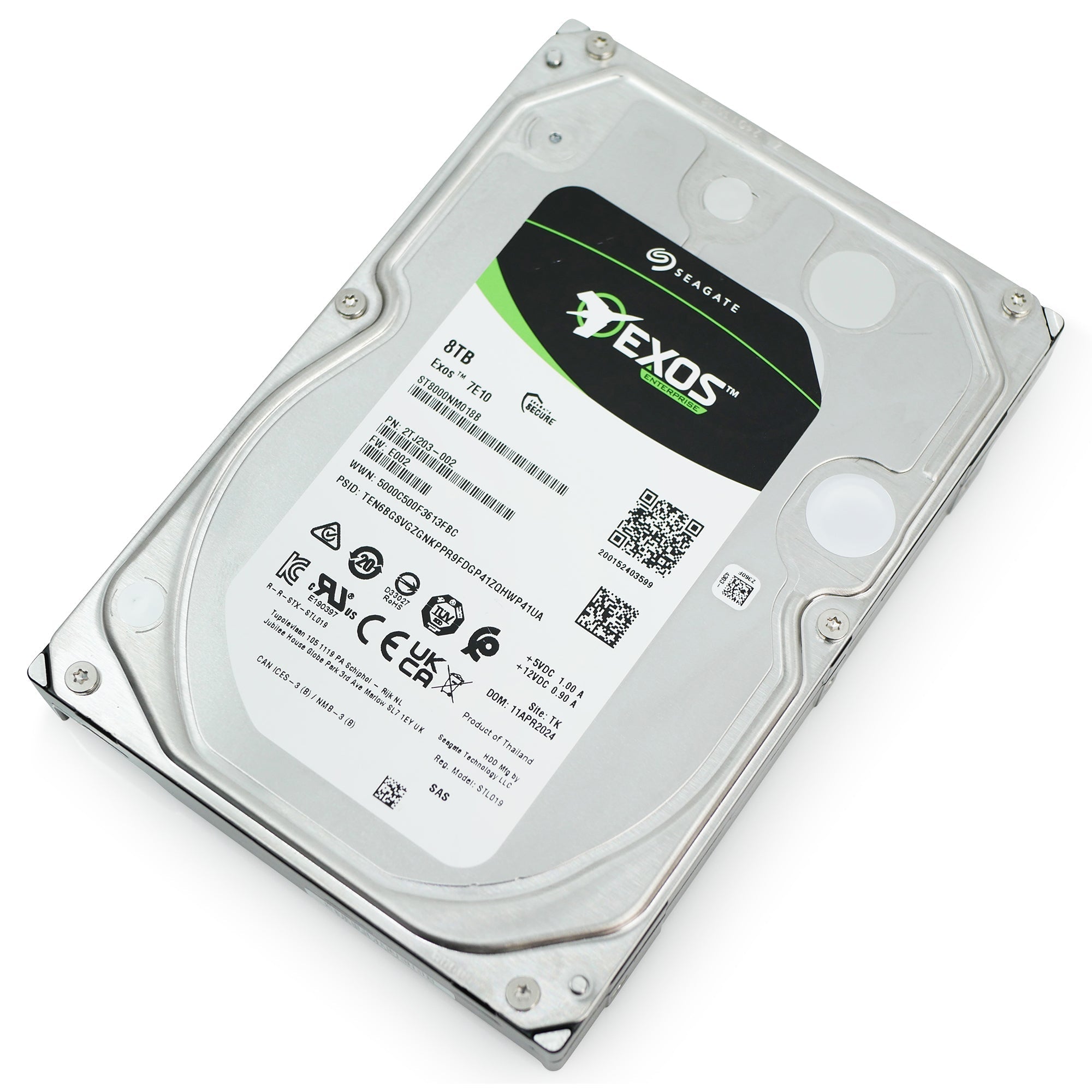 Seagate Exos 7E10 ST8000NM018B 8TB 7.2K RPM SAS 12Gb/s 512e 3.5in Hard Drive