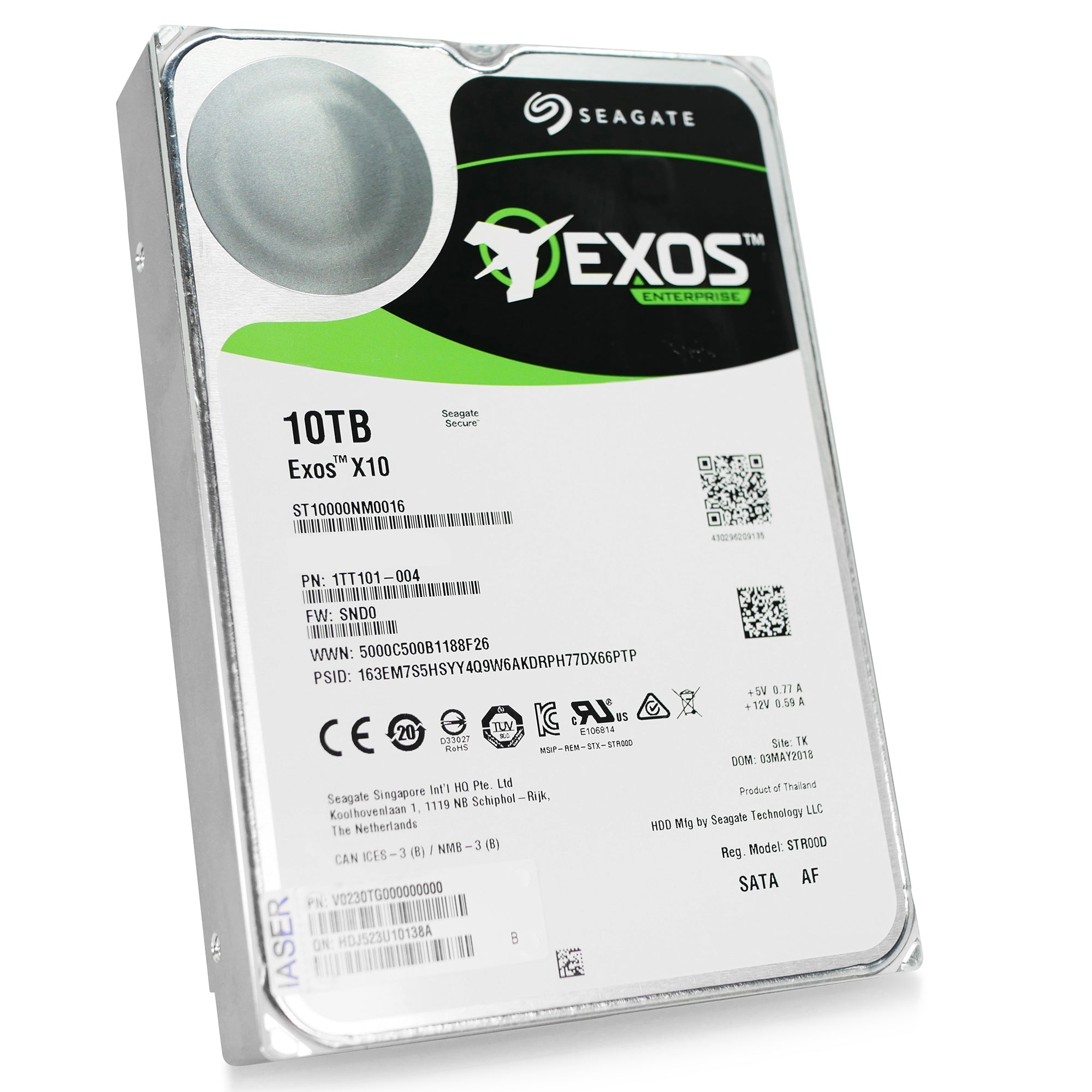 Seagate Exos X10 ST10000NM0016 10TB 7.2K RPM SATA 6Gb/s 512e 256MB 3.5" Refurbished HDD