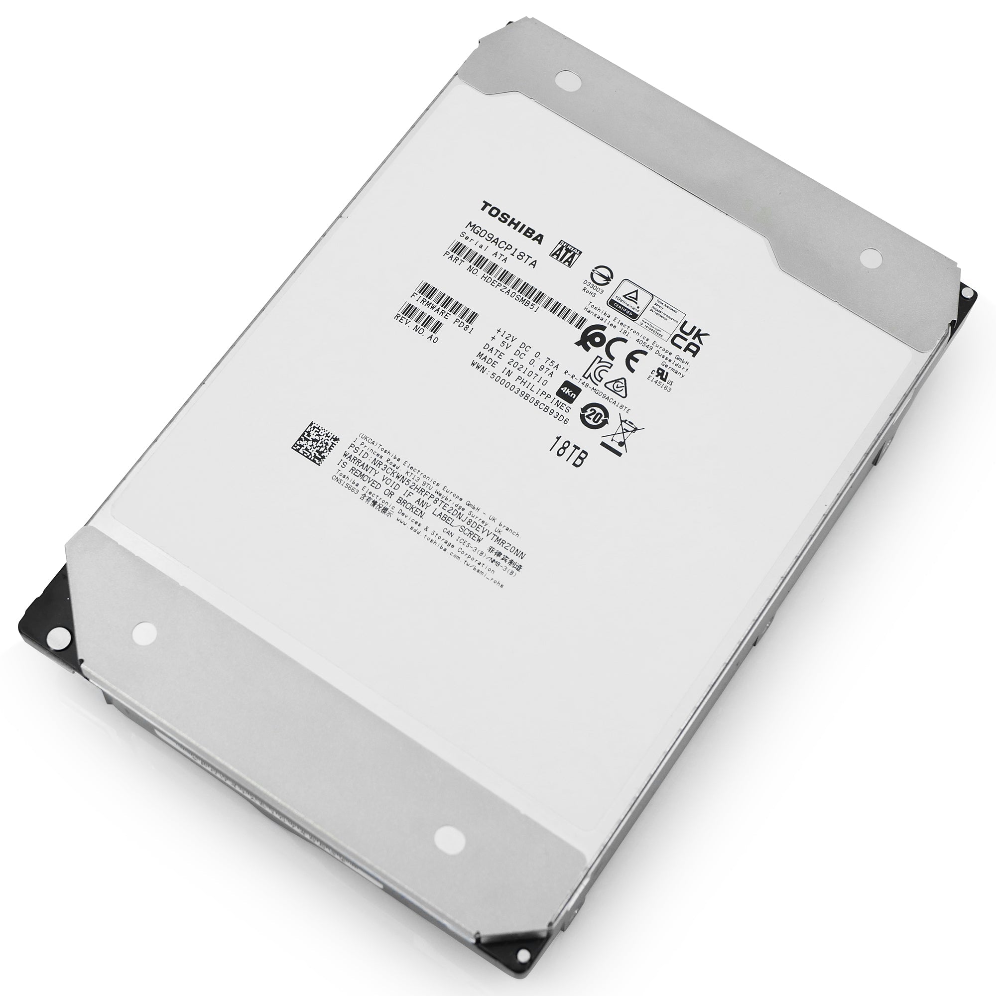 Toshiba MG09 MG09ACP18TA 18TB 7.2K RPM SATA 6Gb/s 4Kn 3.5in Refurbished HDD